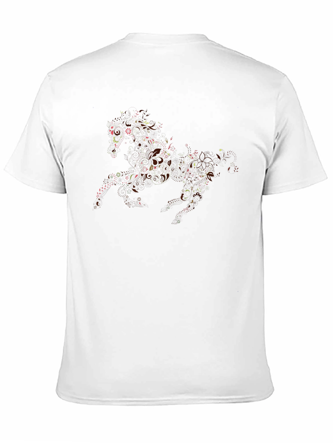 Floral Horse Graphic Black T-Shirt