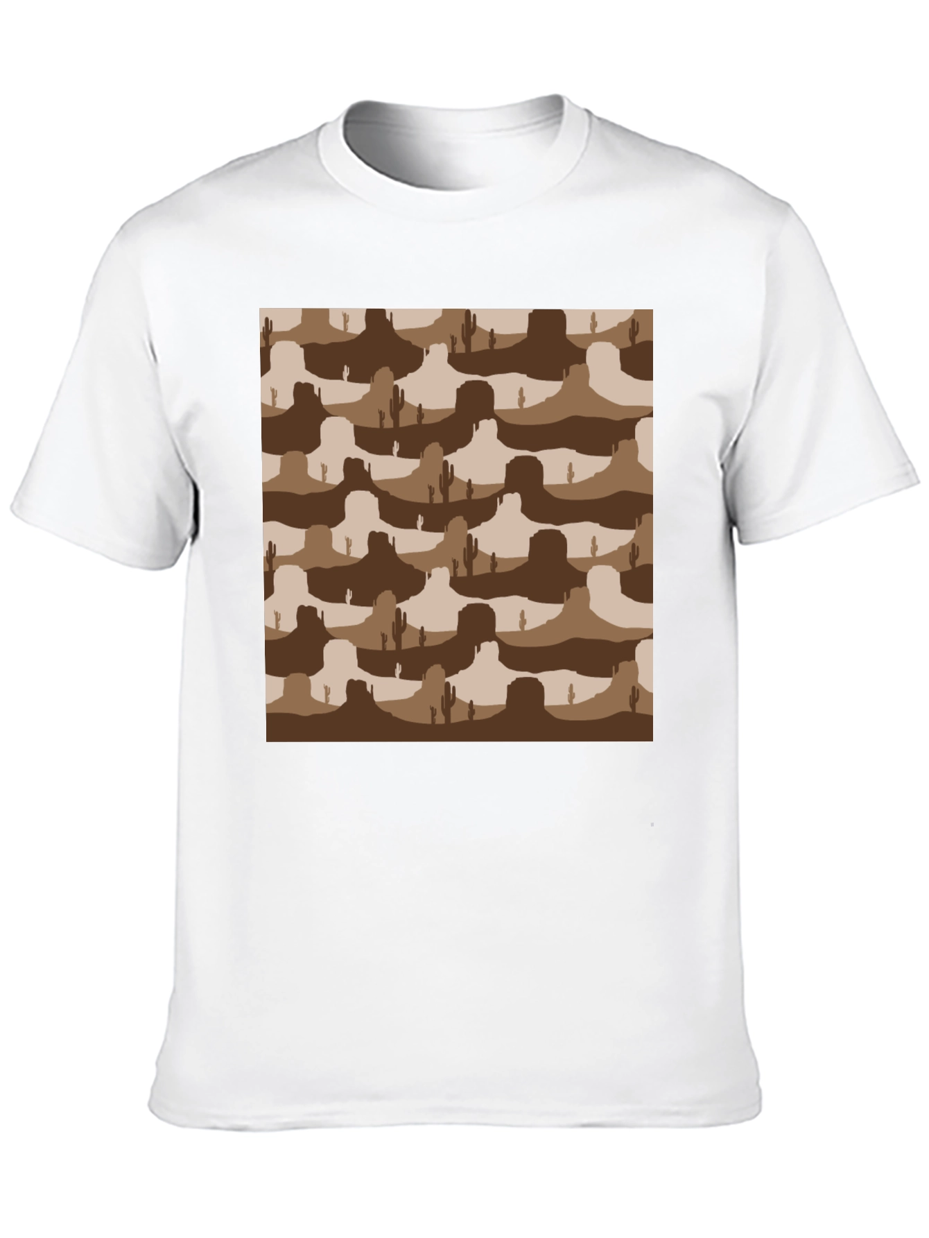Desert Landscape Graphic Tee - Black Crew Neck T-Shirt