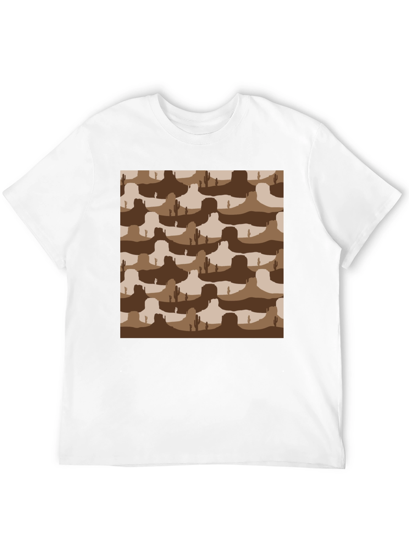 Desert Landscape Graphic Tee - Black Crew Neck T-Shirt