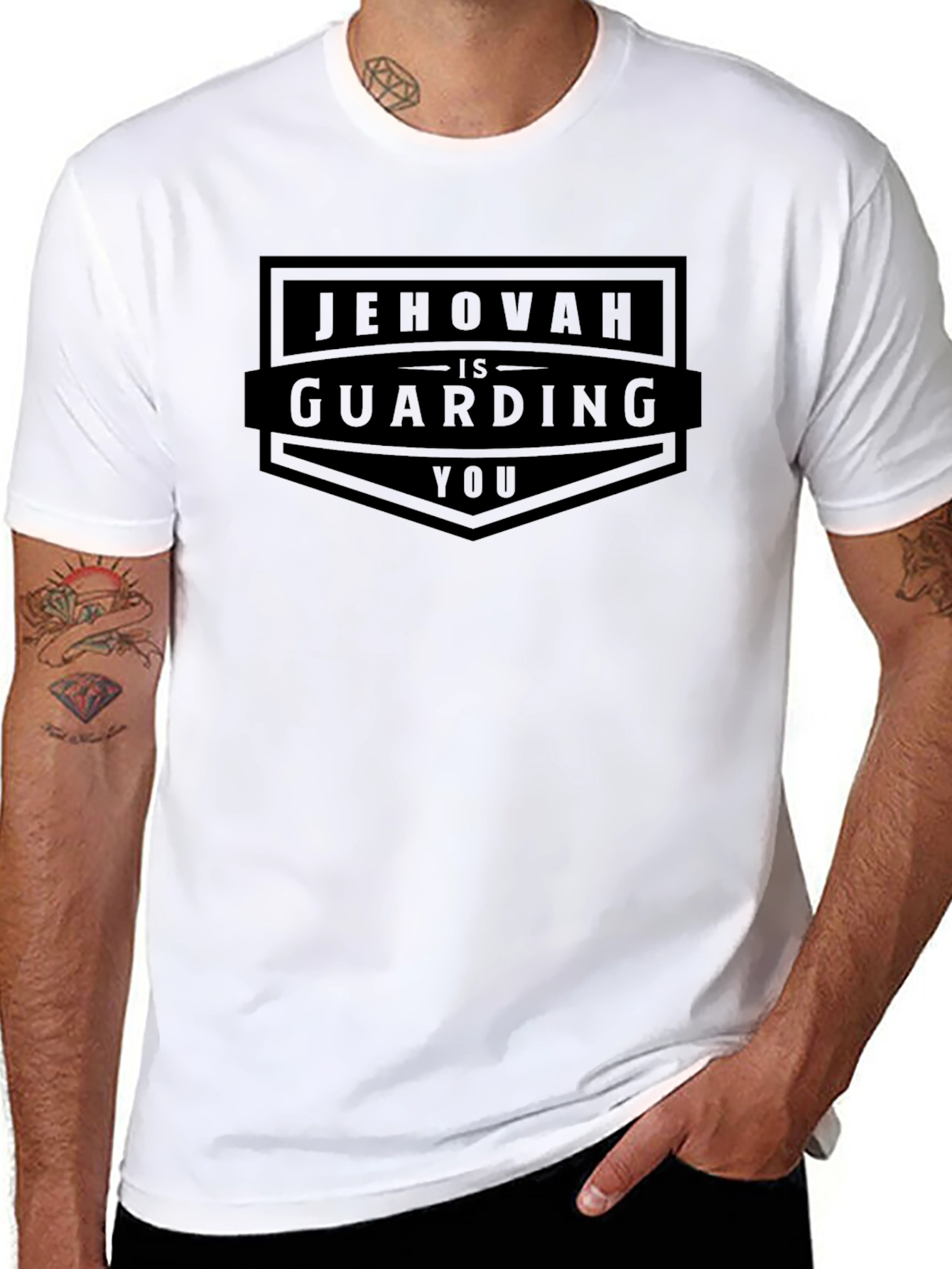 Jehovah is Guarding You - Black T-Shirt