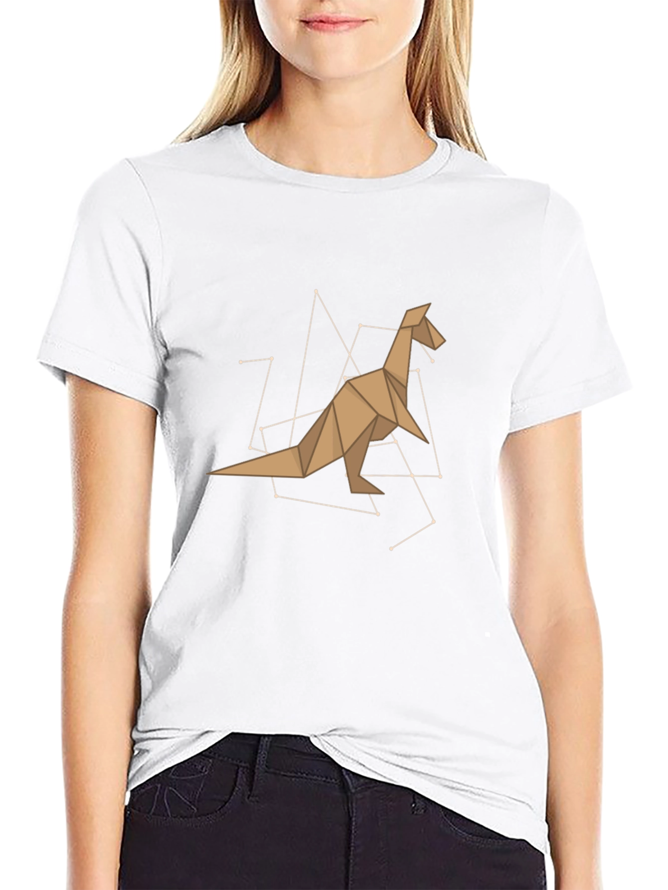 Origami Dinosaur Graphic Tee - Black