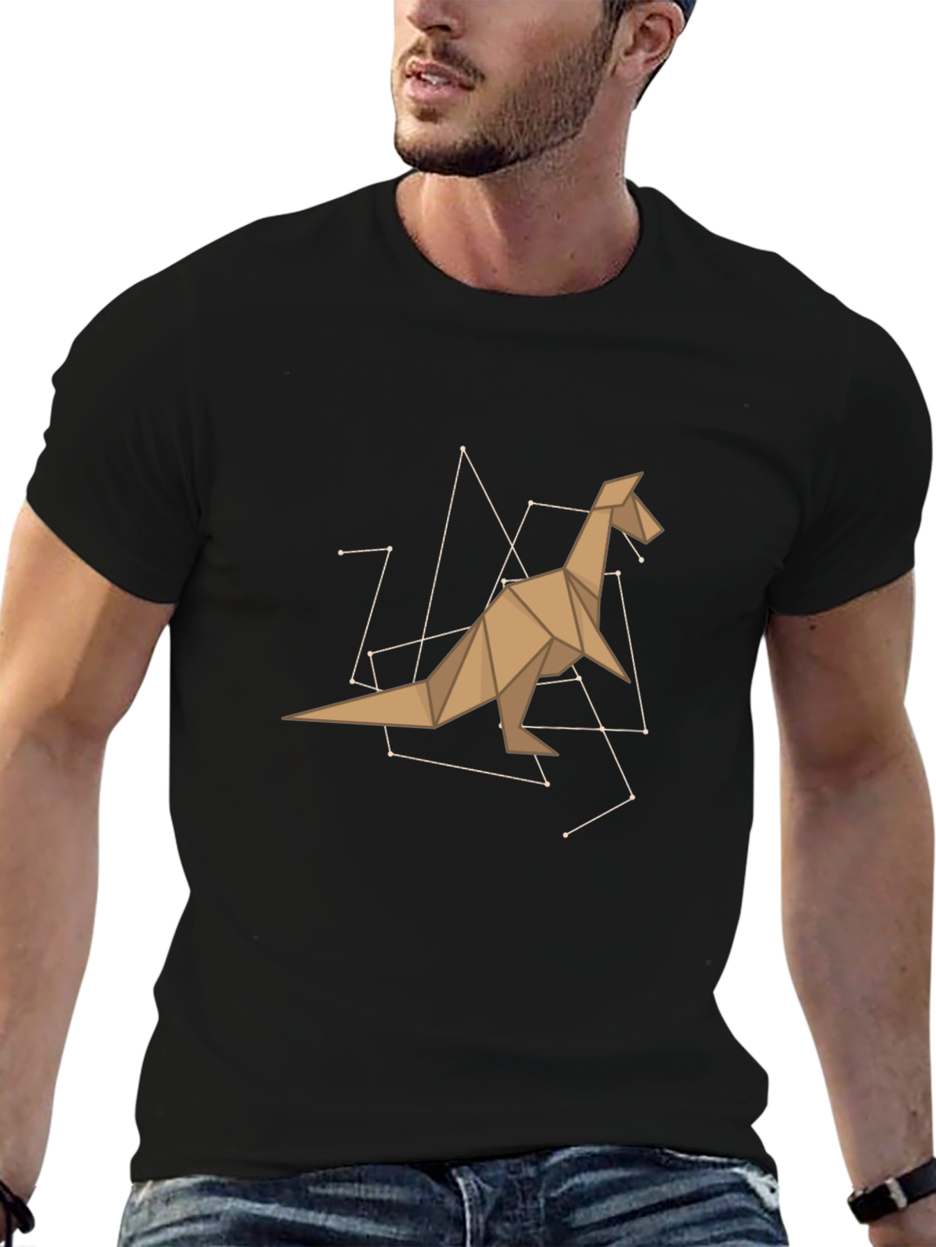 Origami Dinosaur Graphic Tee - Black