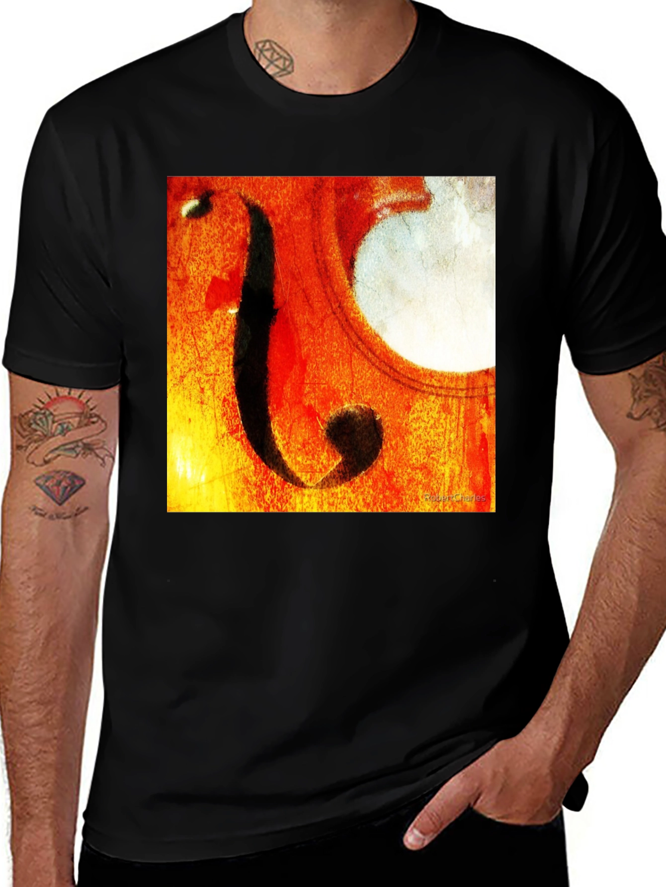 Abstract Cello F-Hole Graphic T-Shirt