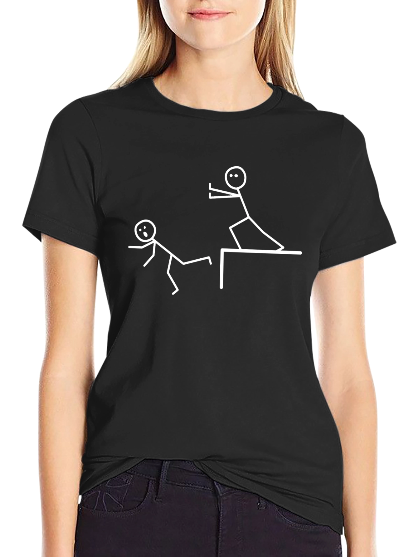 Stick Figure Pushing Tee
