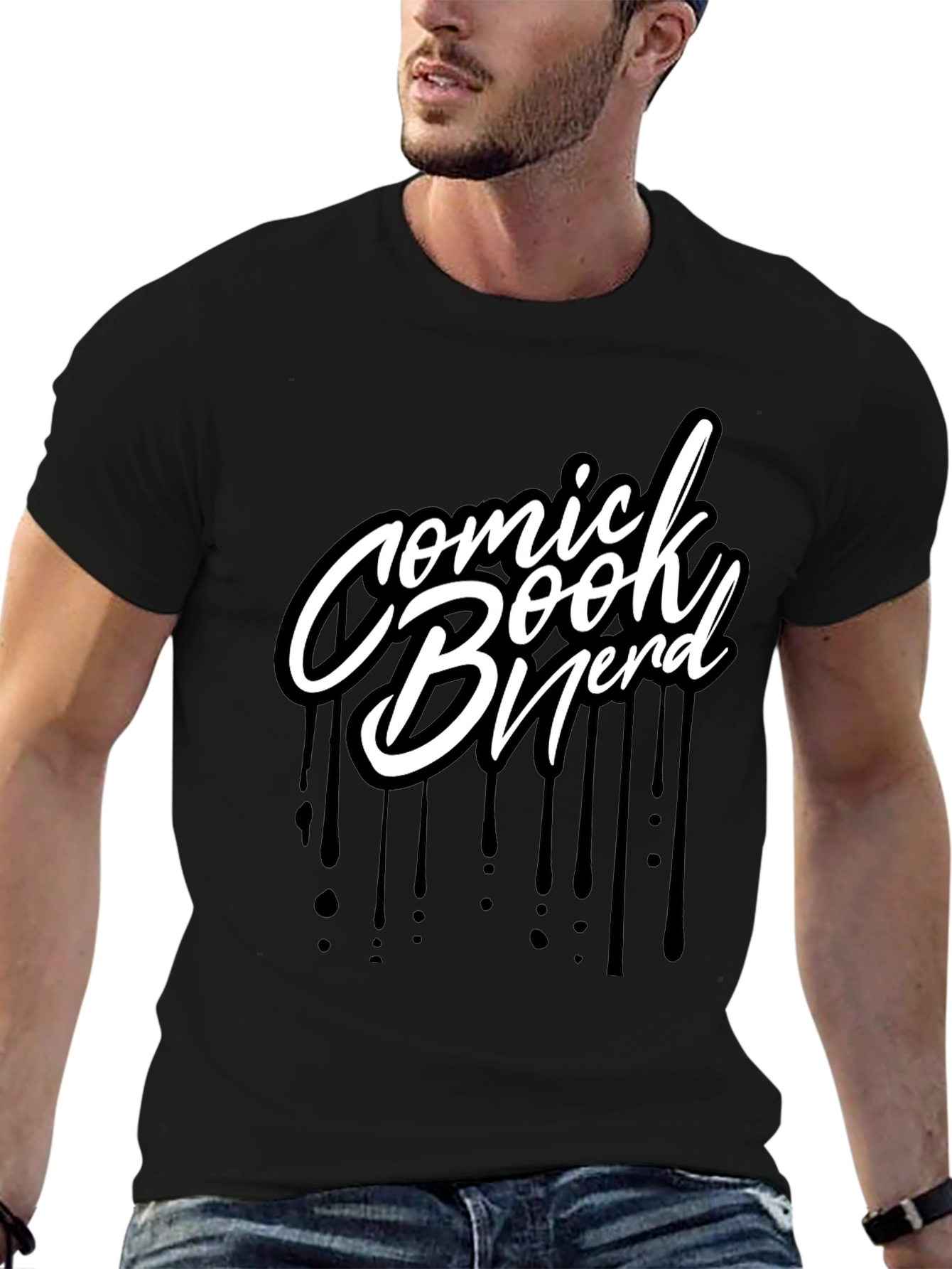 Comic Book Nerd Graphic T-Shirt - Black