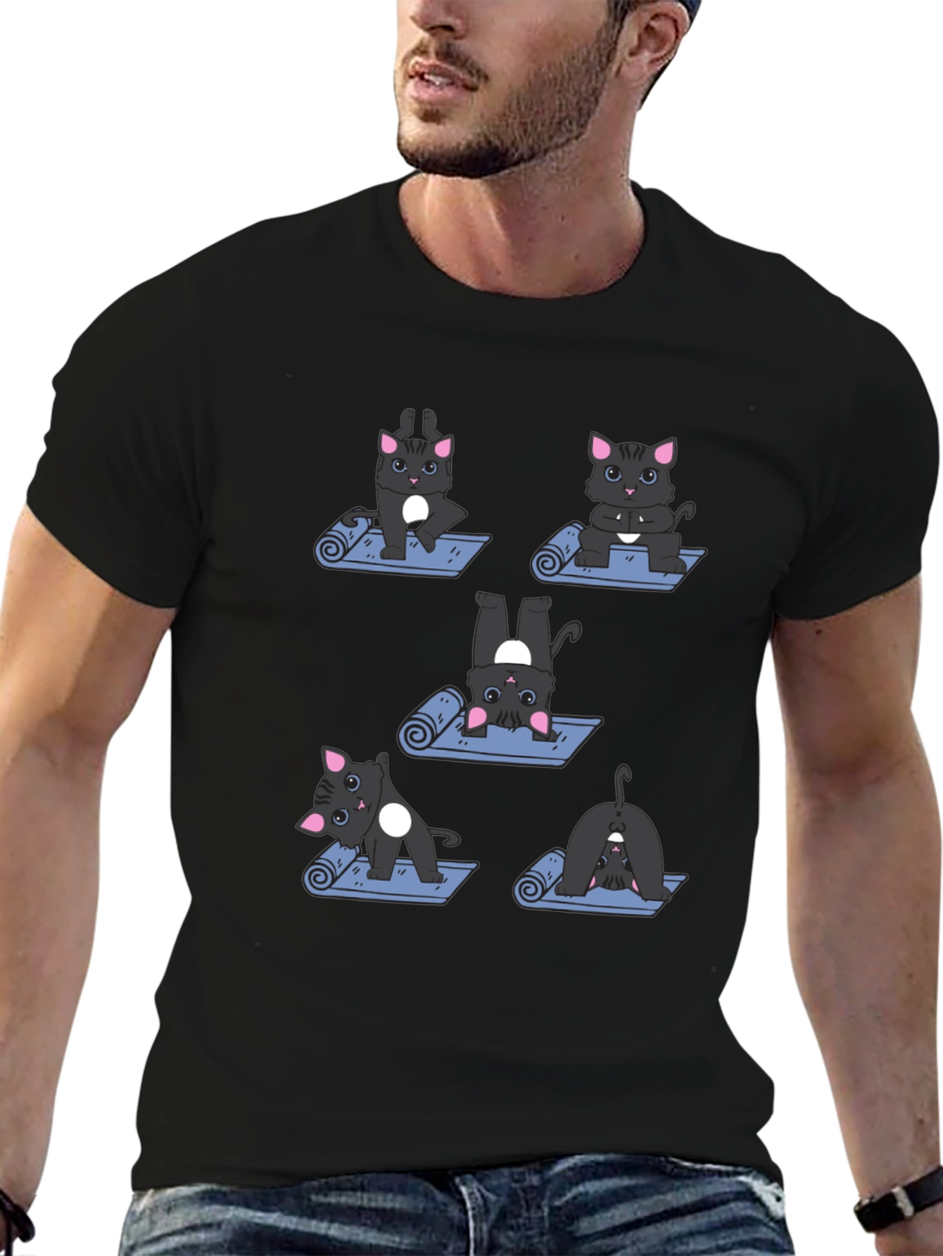 Yoga Cat T-Shirt - Funny Cartoon Tee