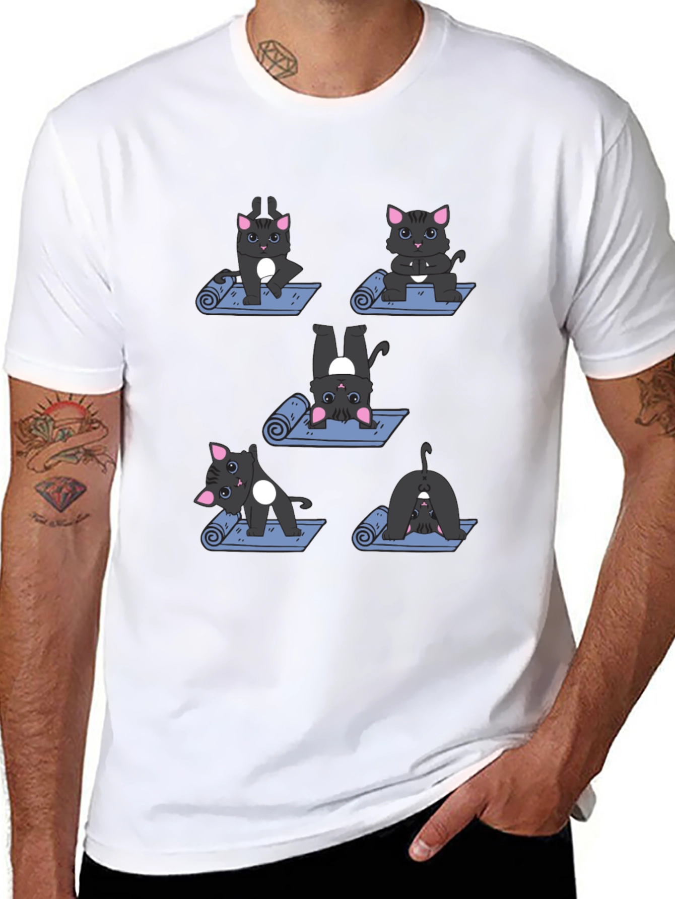Yoga Cat T-Shirt - Funny Cartoon Tee