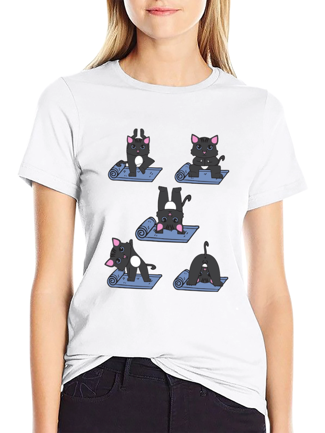 Yoga Cat T-Shirt - Funny Cartoon Tee