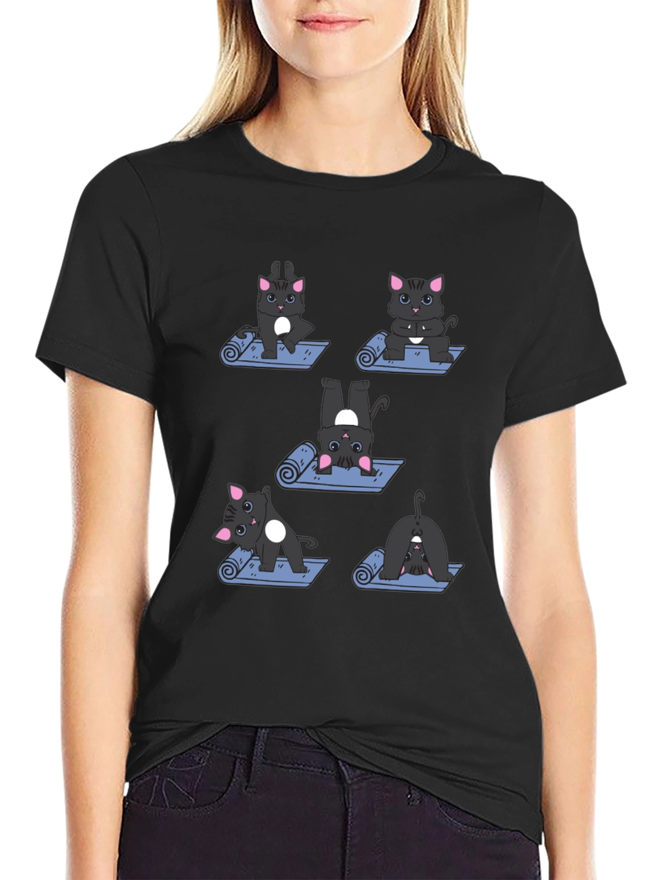 Yoga Cat T-Shirt - Funny Cartoon Tee