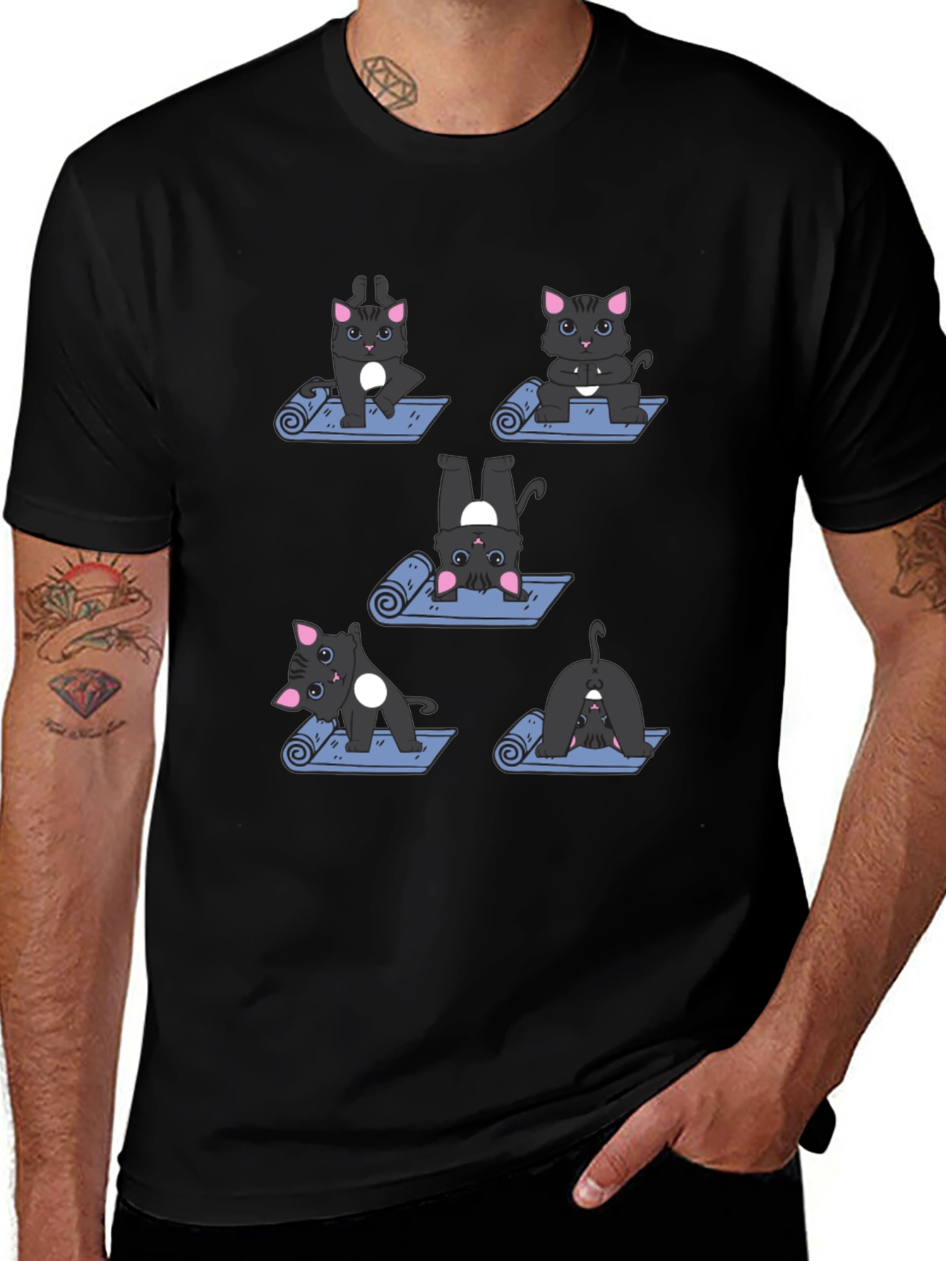 Yoga Cat T-Shirt - Funny Cartoon Tee