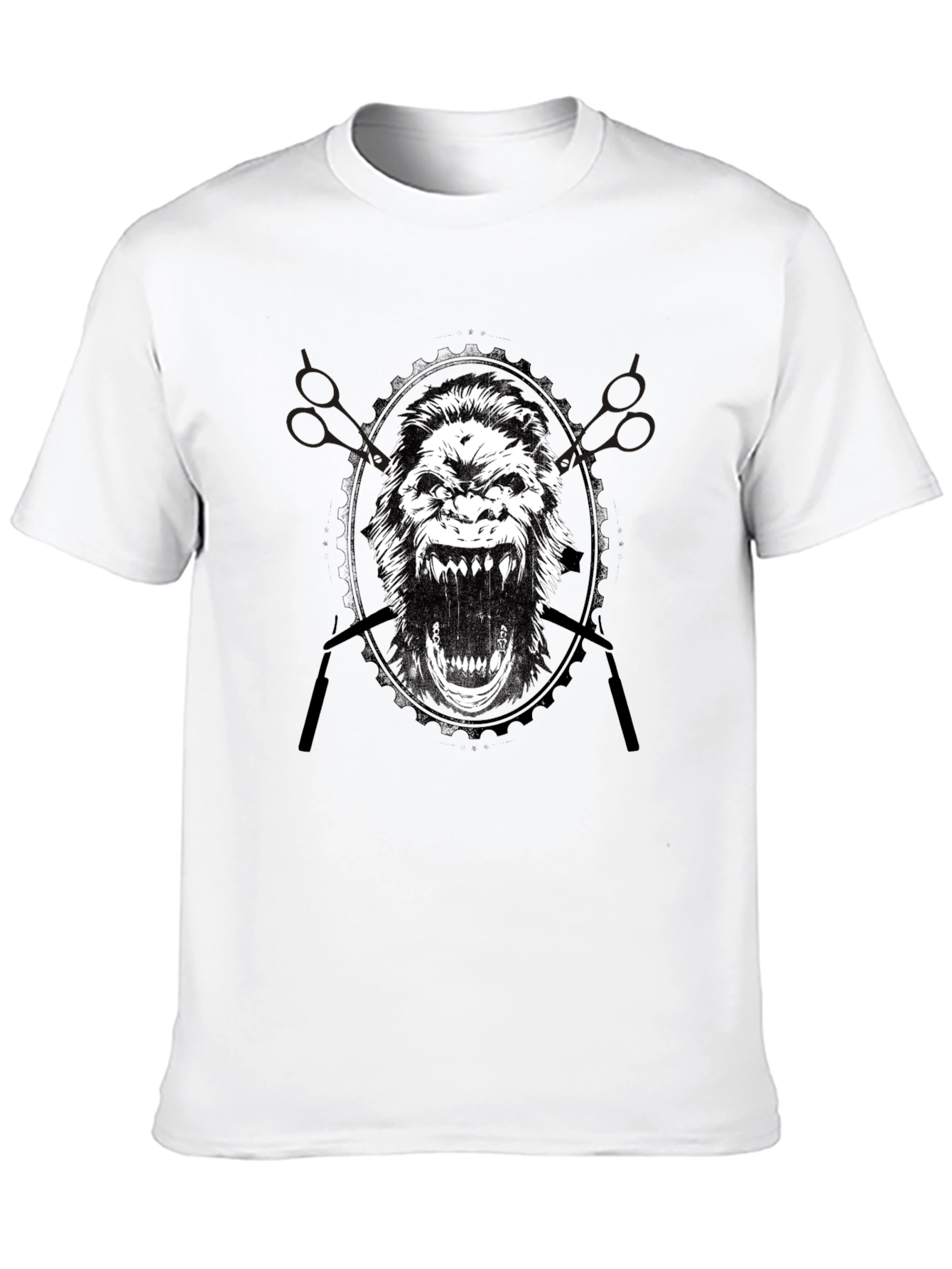Gorilla Barber Graphic Tee - Black Cotton T-Shirt