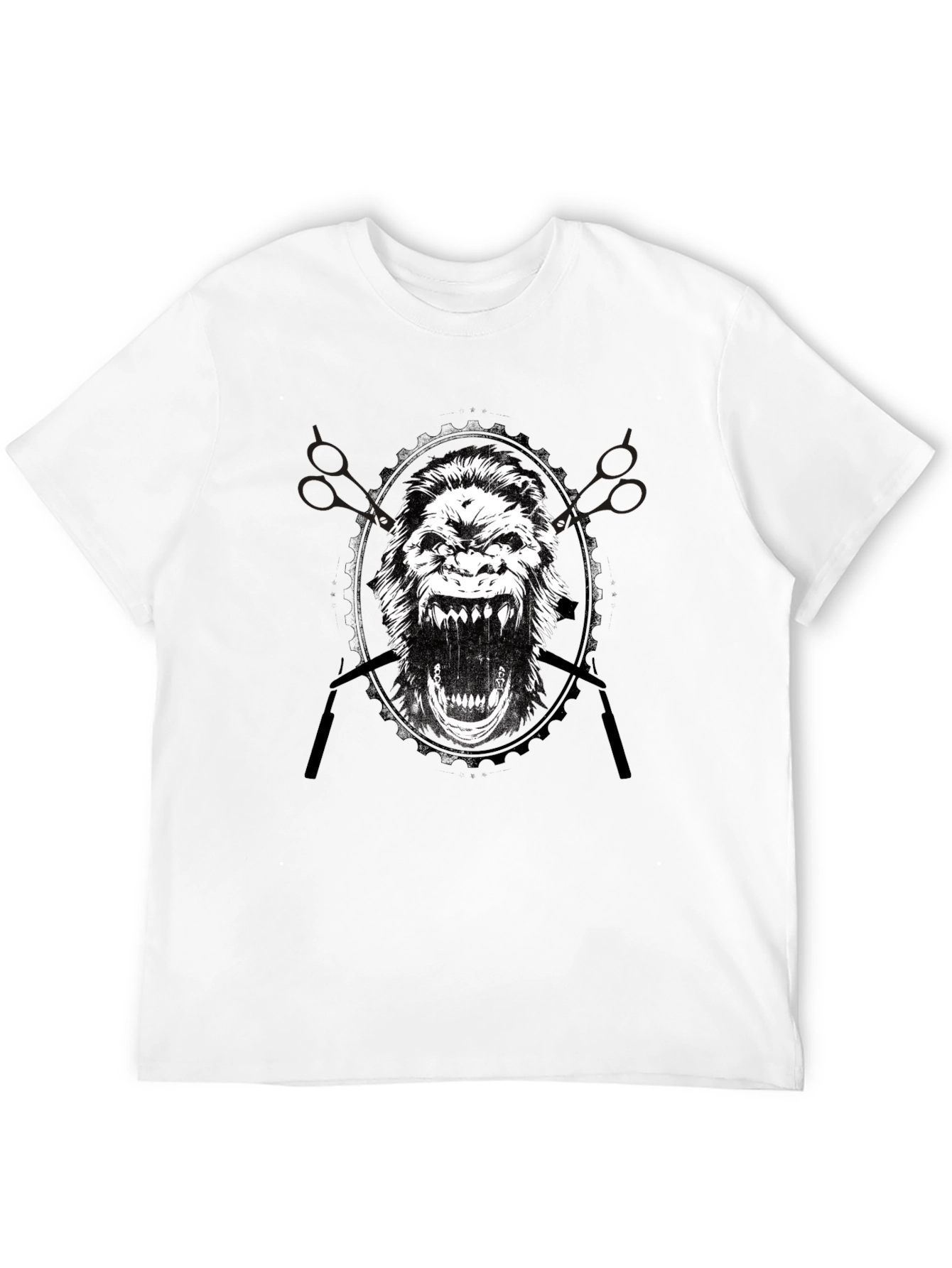 Gorilla Barber Graphic Tee - Black Cotton T-Shirt