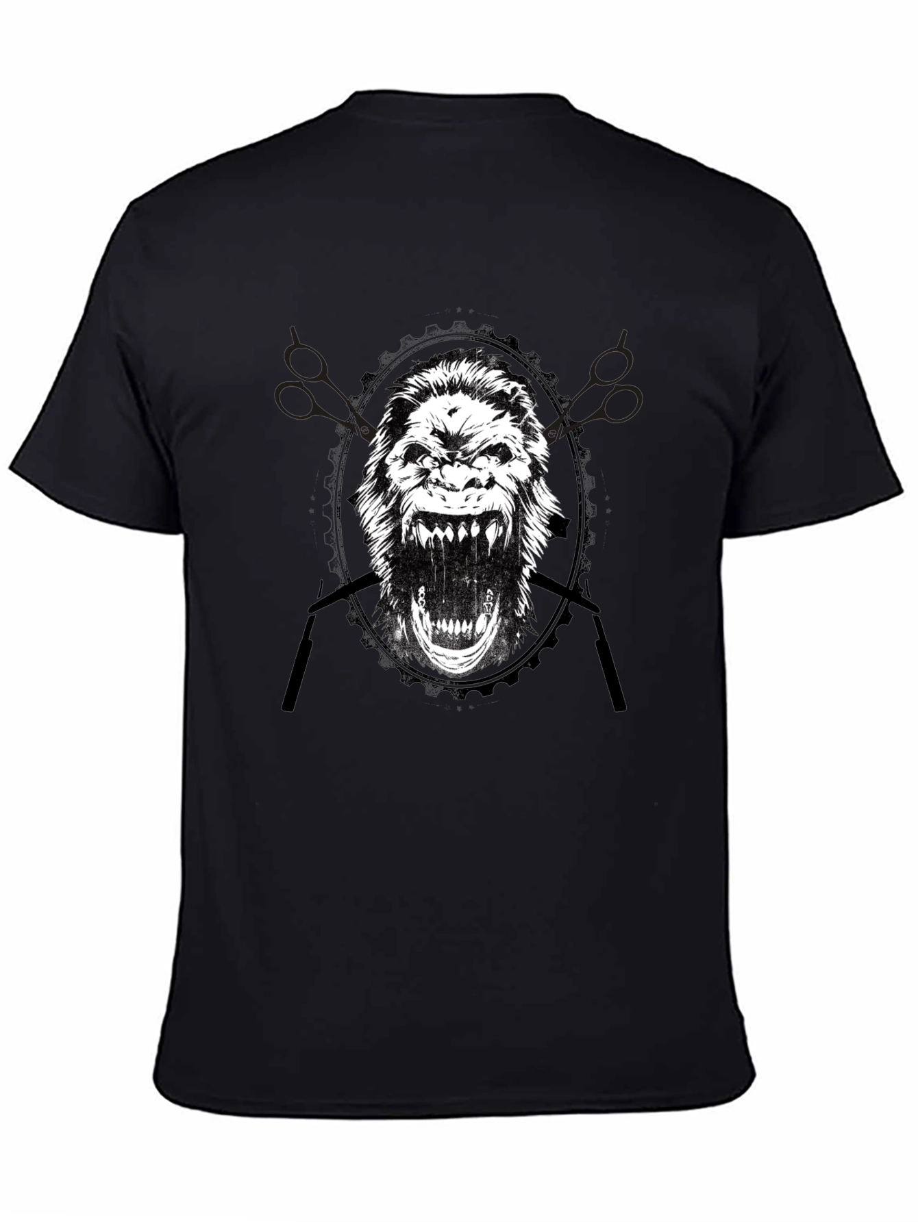 Gorilla Barber Graphic Tee - Black Cotton T-Shirt