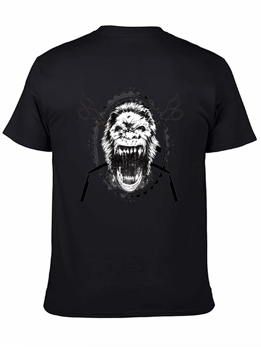 Gorilla Barber Graphic Tee - Black Cotton T-Shirt