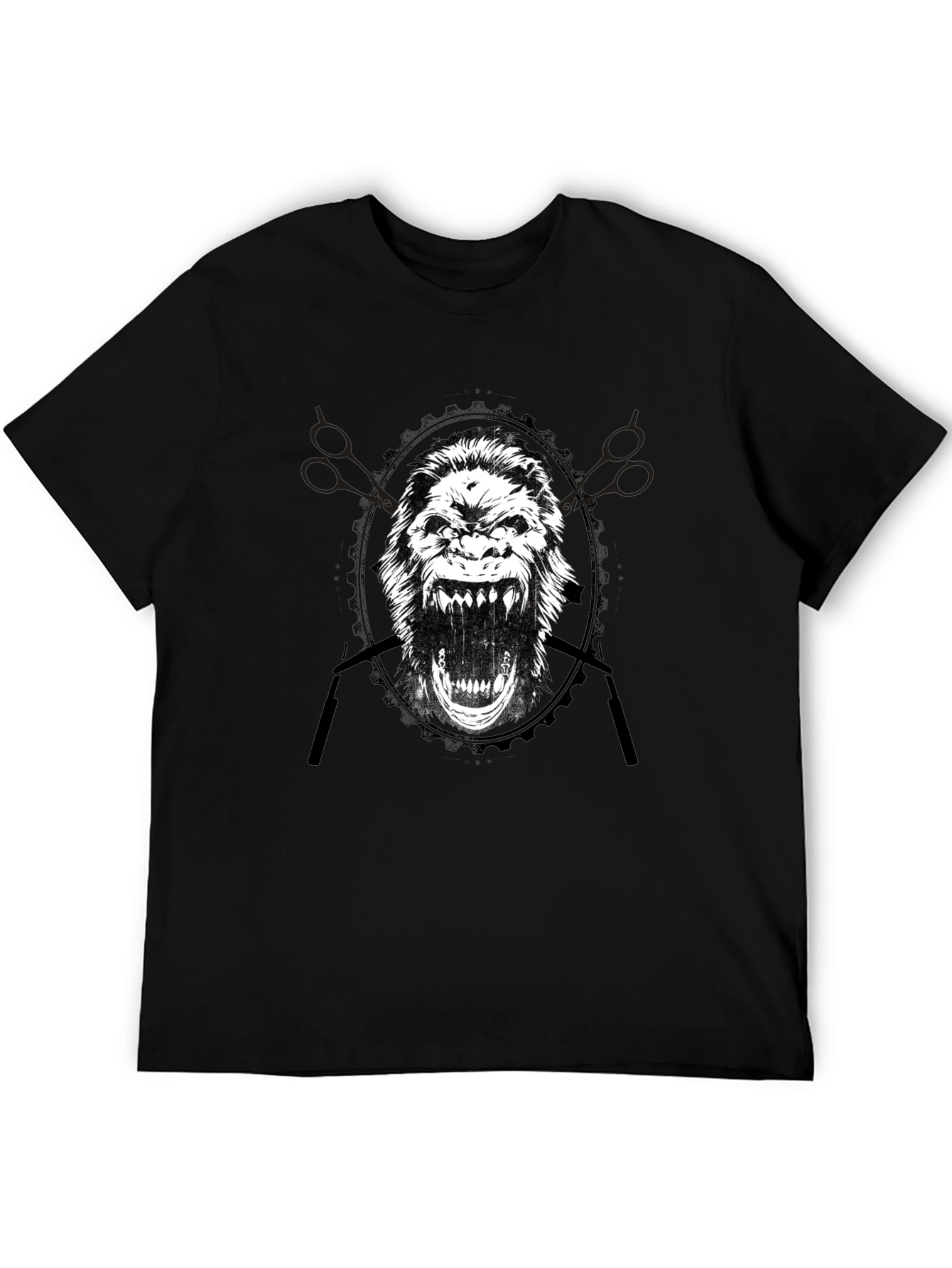 Gorilla Barber Graphic Tee - Black Cotton T-Shirt