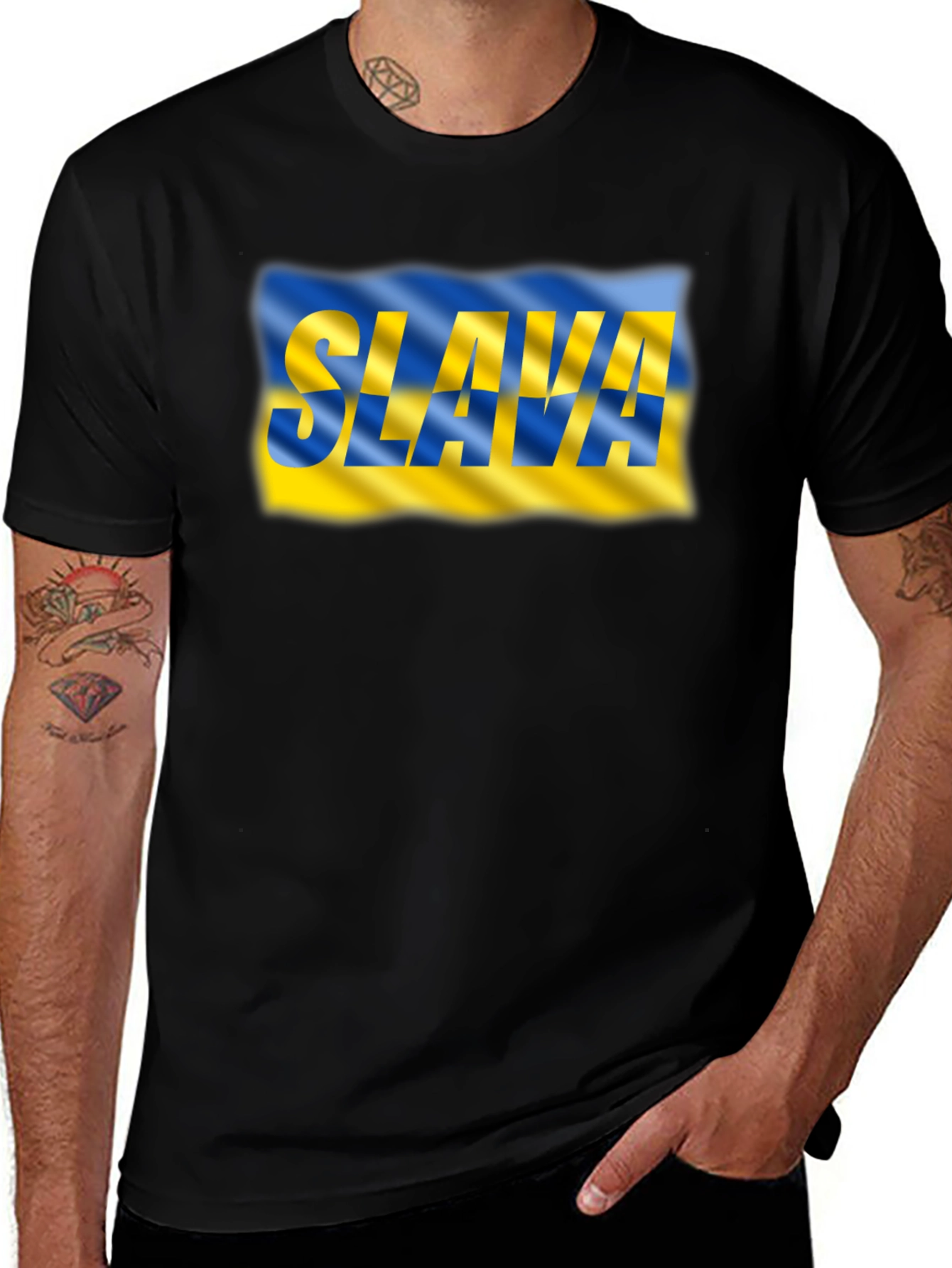 Slava Ukraine Graphic Tee - Patriotic Black T-Shirt