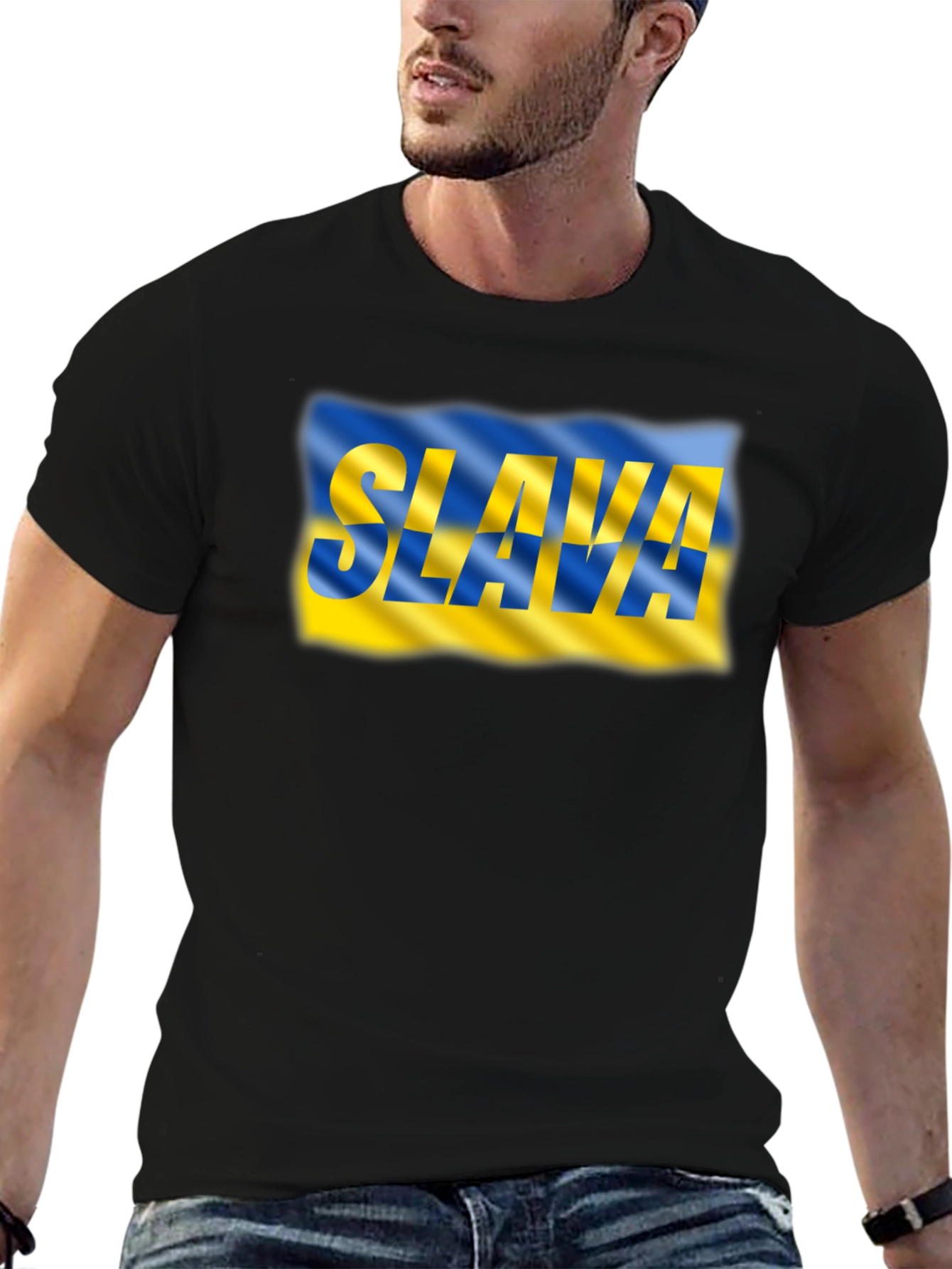 Slava Ukraine Graphic Tee - Patriotic Black T-Shirt