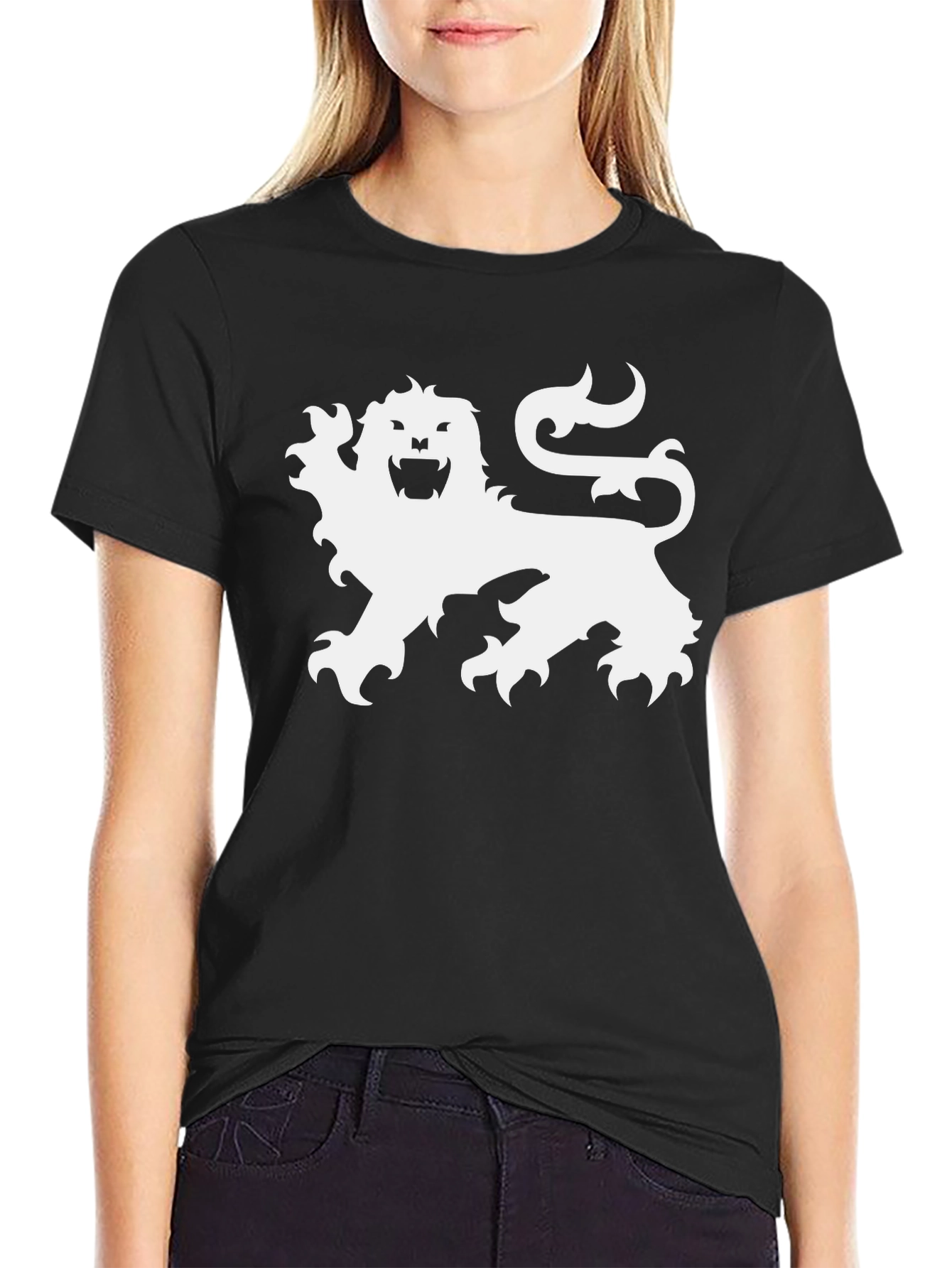 Black T-Shirt with Lion Graphic