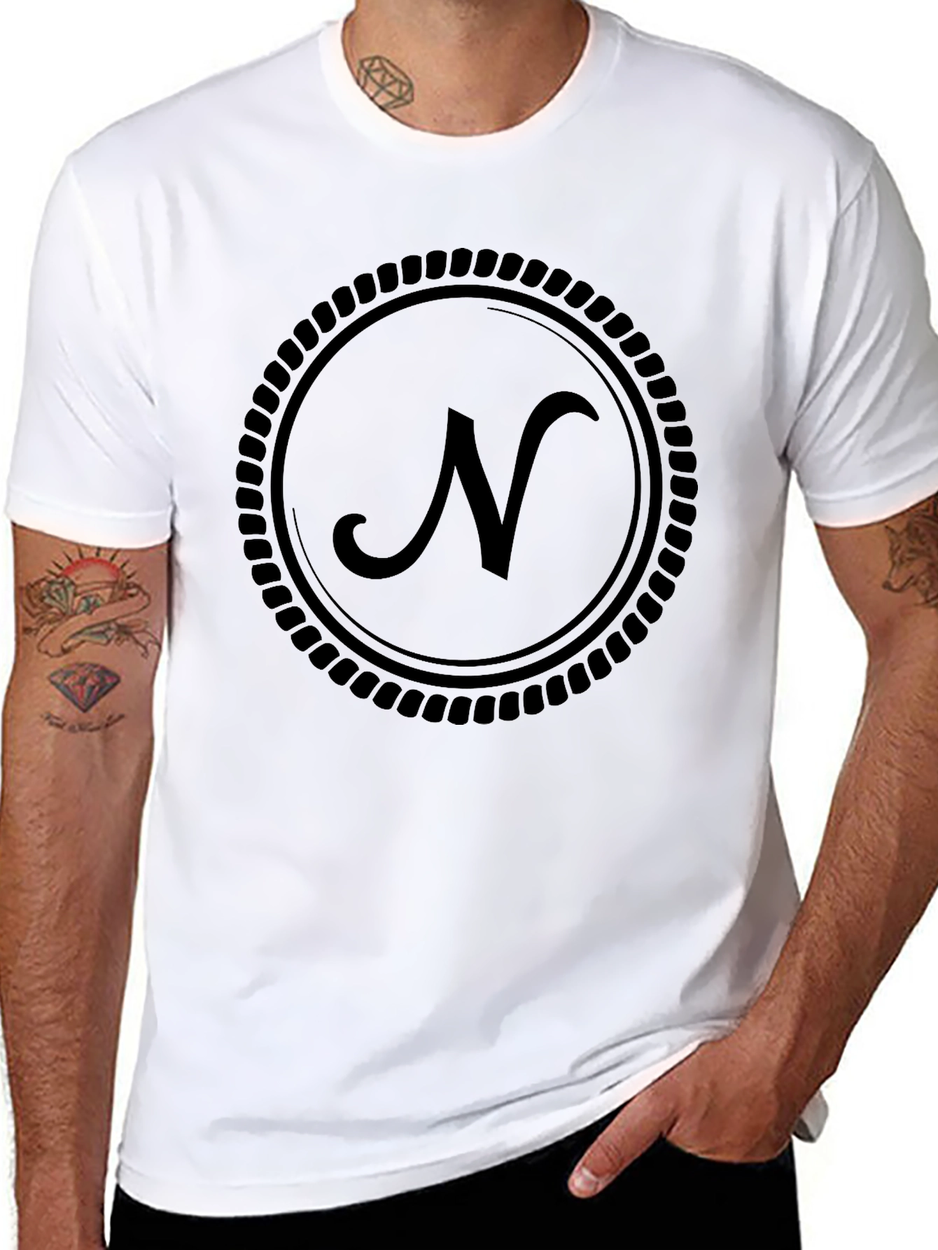 Black T-Shirt with Letter N Logo