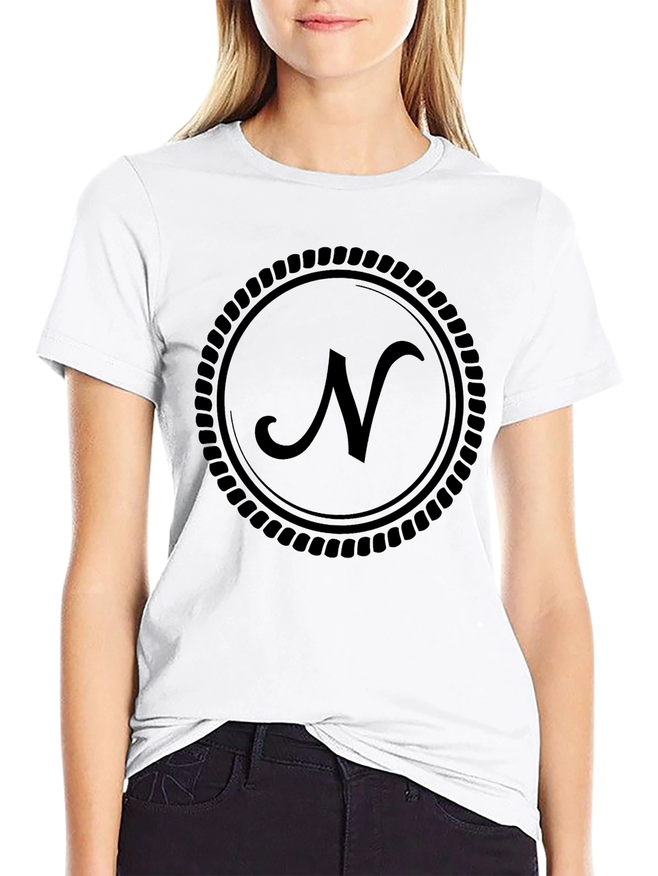 Black T-Shirt with Letter N Logo