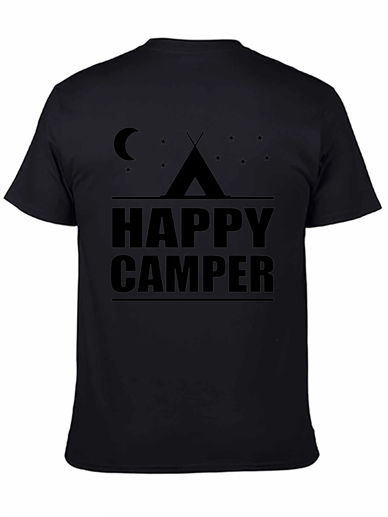Happy Camper Graphic T-Shirt - Black Cotton Tee