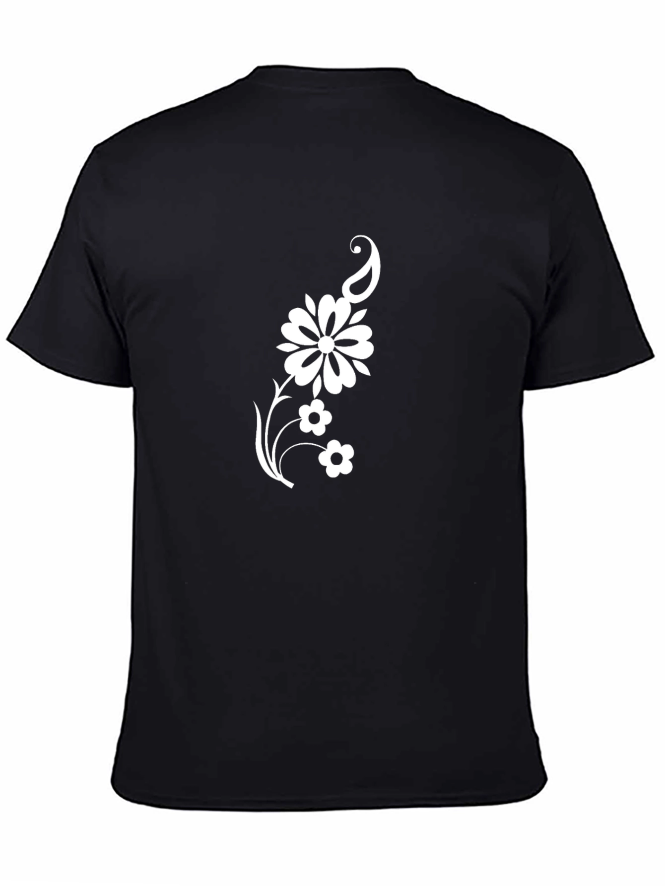 Black T-Shirt with Floral Paisley Graphic