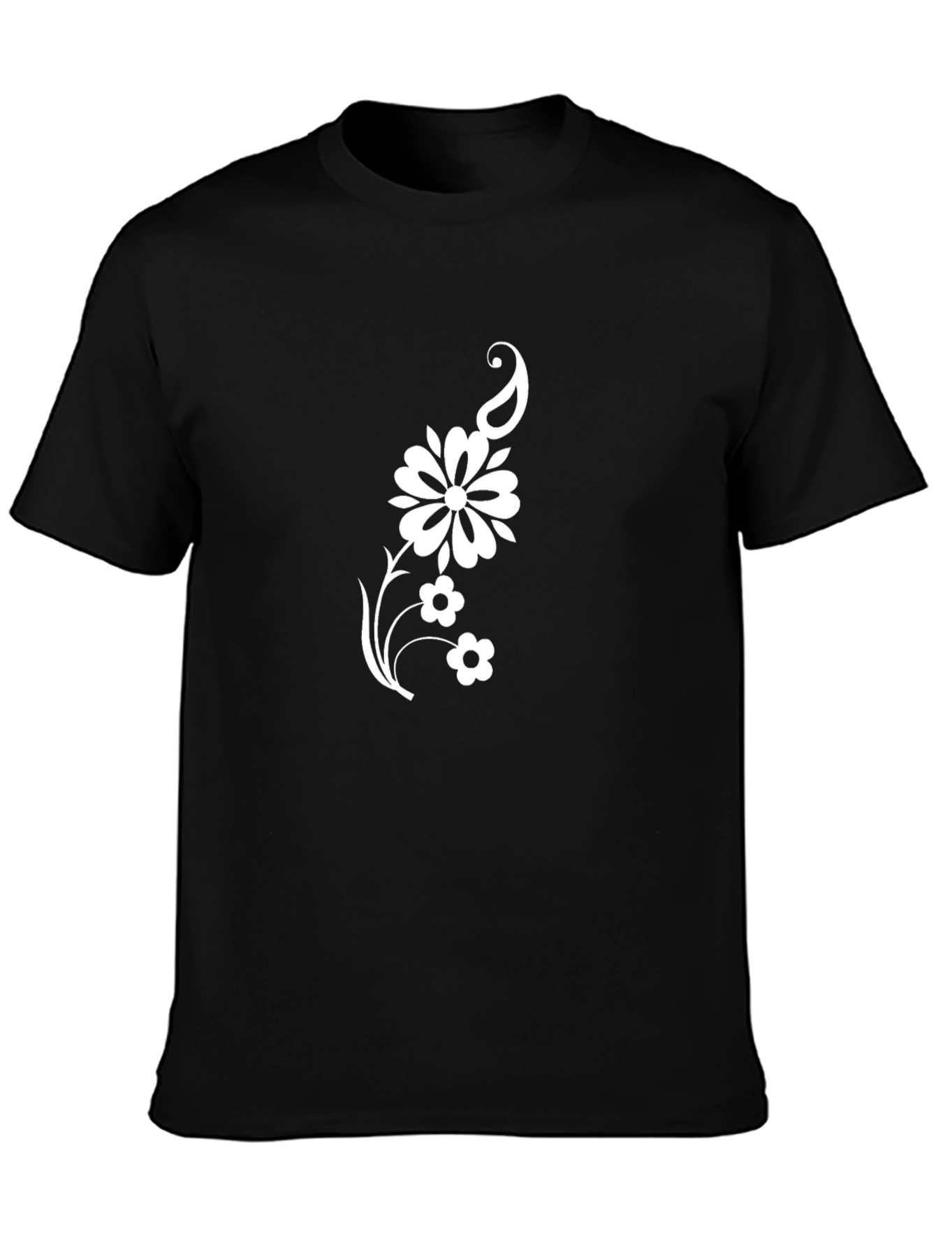 Black T-Shirt with Floral Paisley Graphic