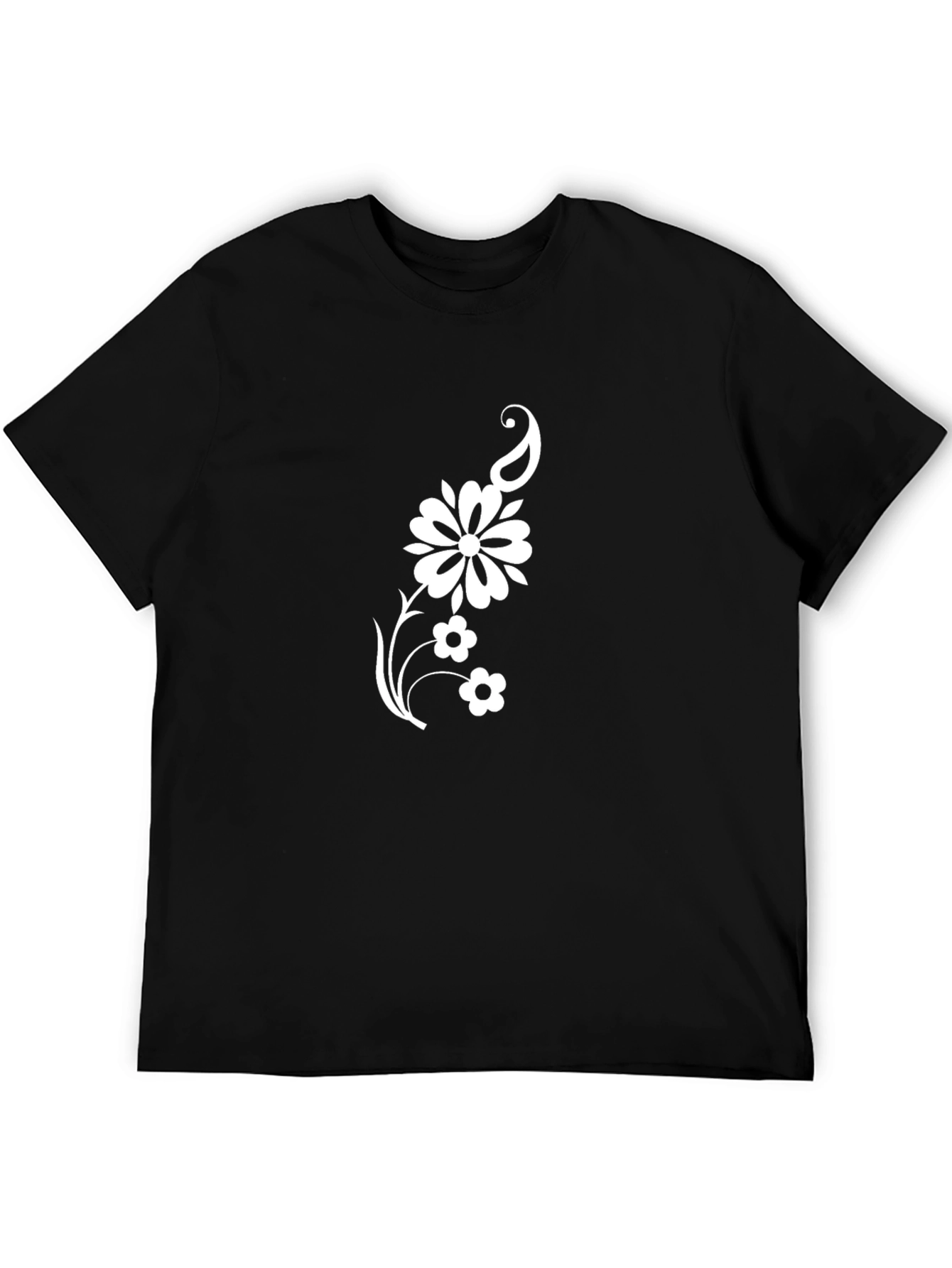 Black T-Shirt with Floral Paisley Graphic