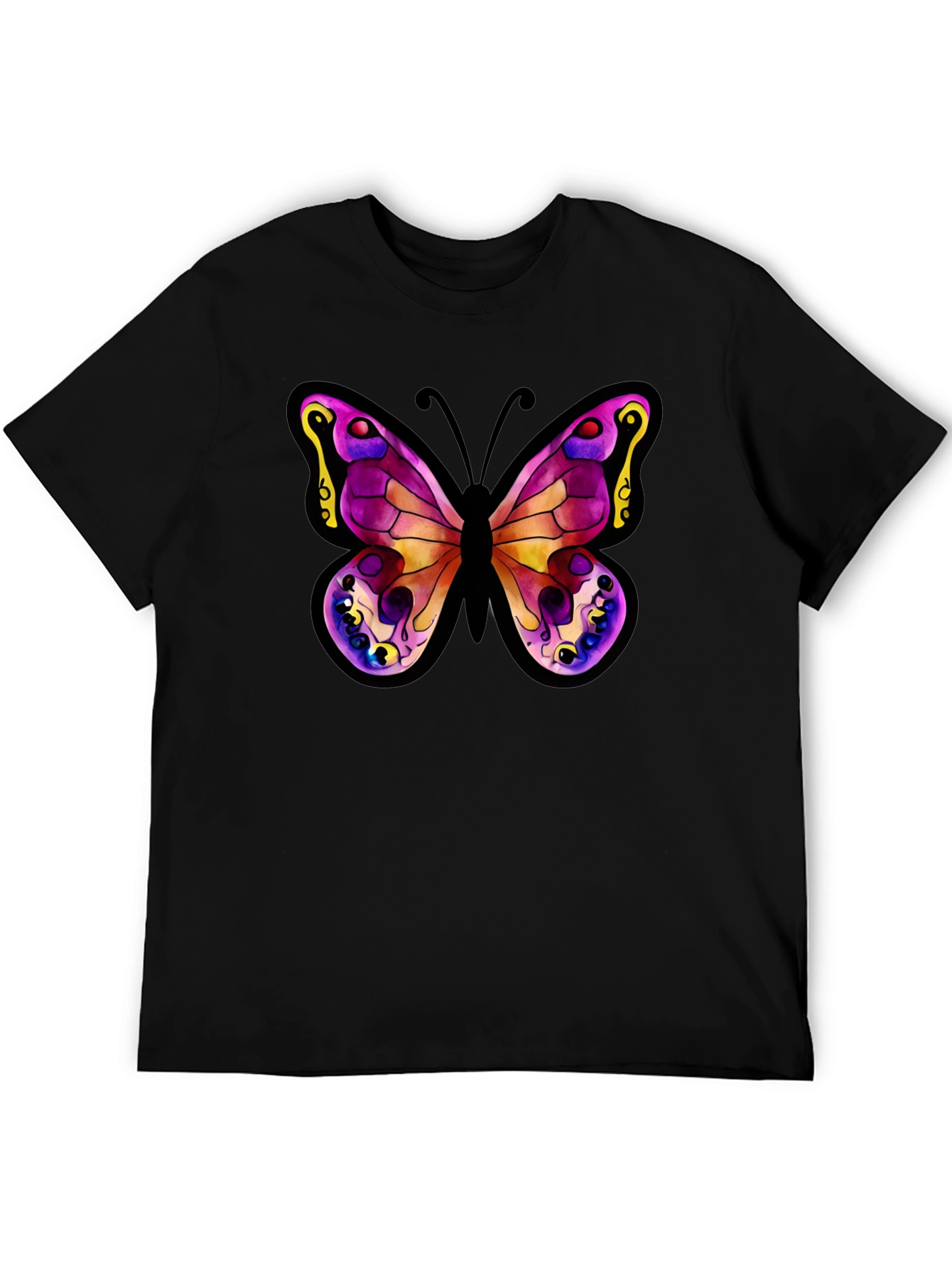 Butterfly Graphic Tee - Stylish Black Cotton Shirt