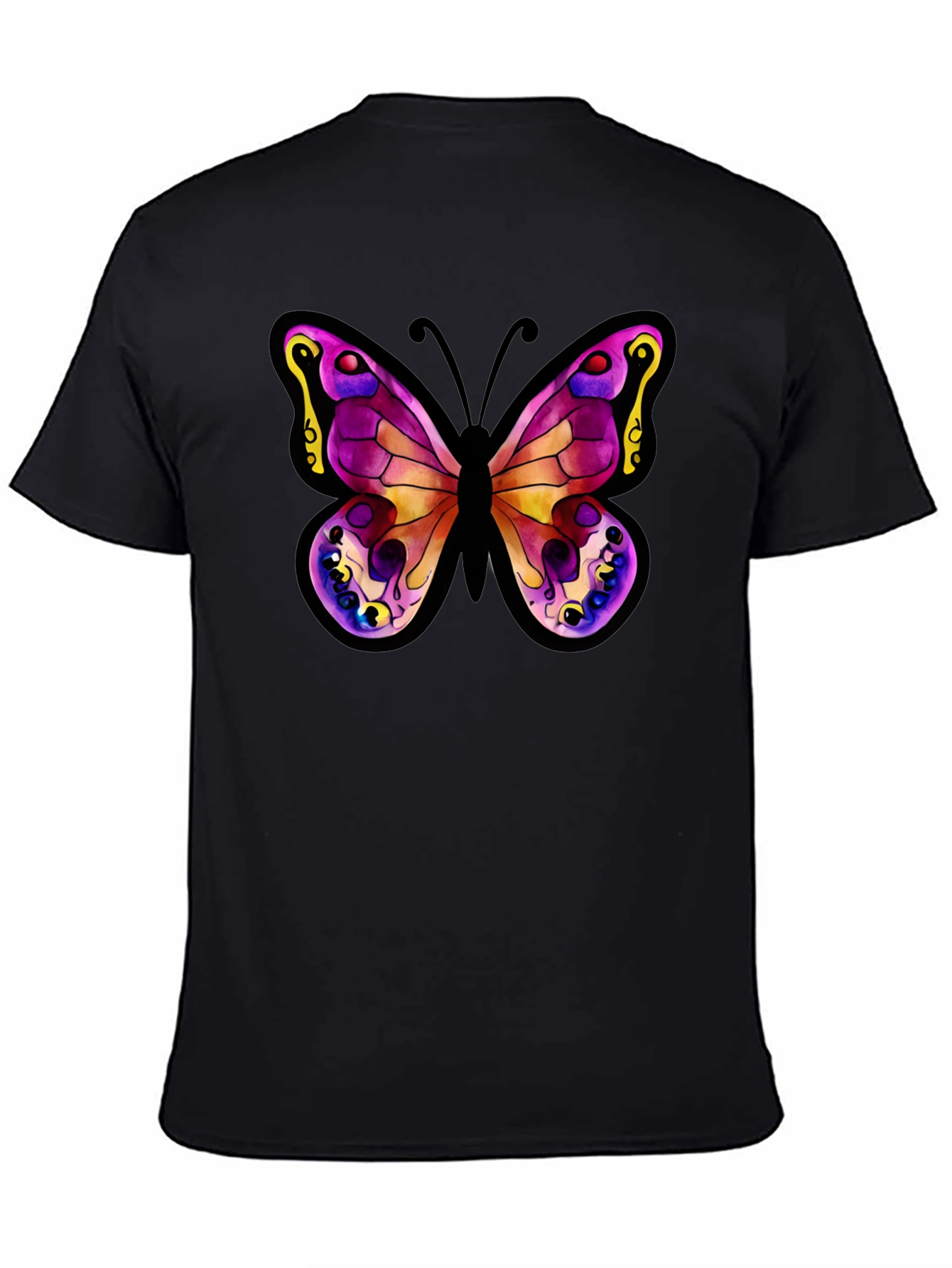 Butterfly Graphic Tee - Stylish Black Cotton Shirt