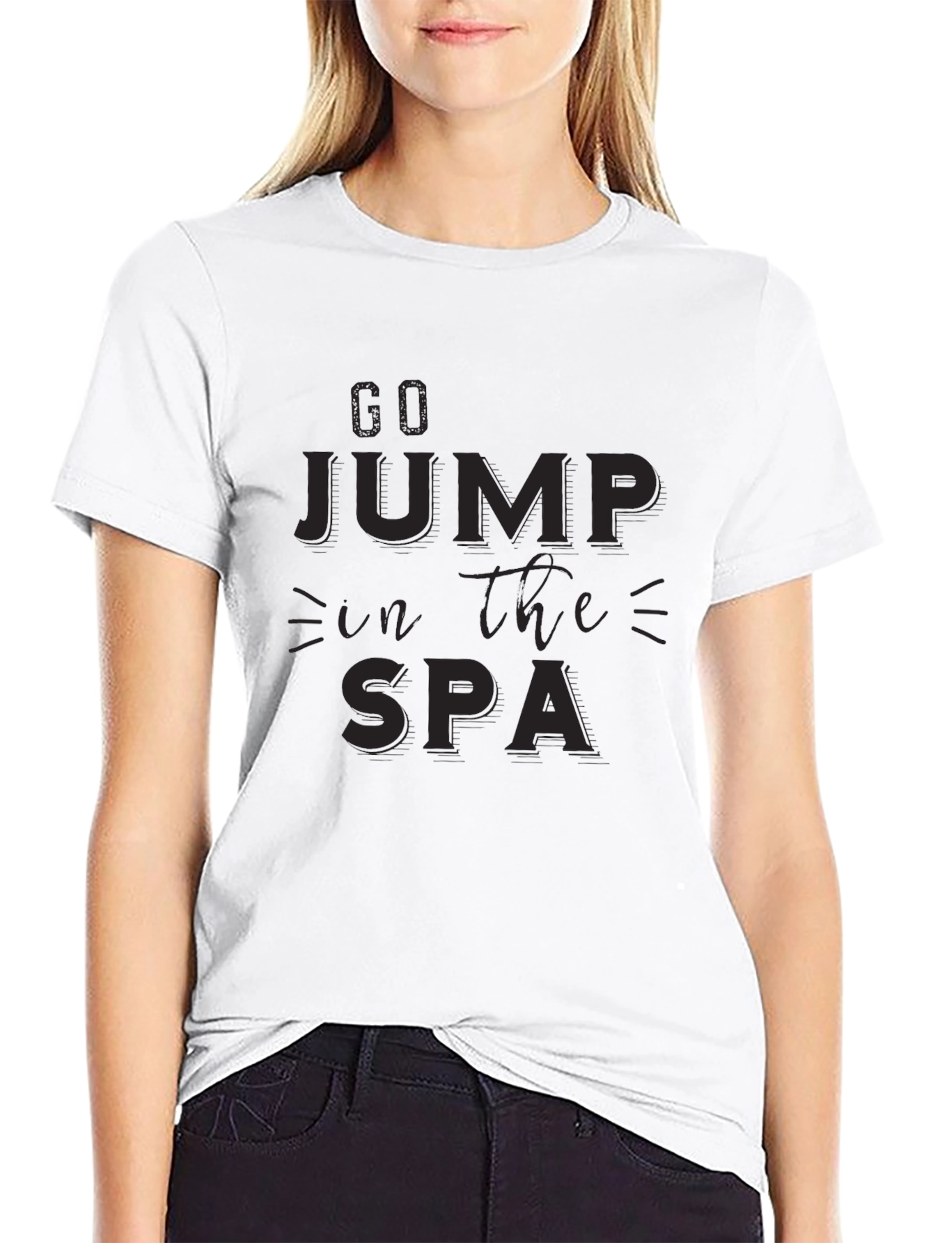 Go Jump in the Spa Black Graphic Tee