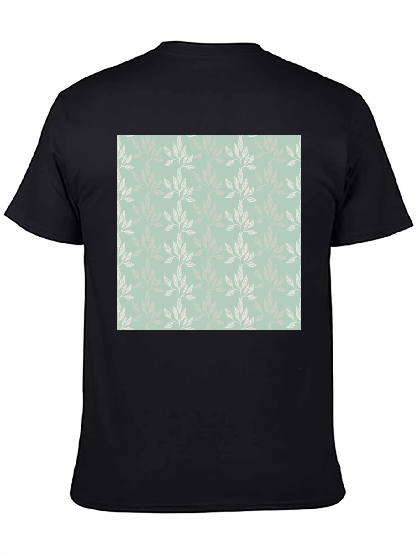 Leaf Pattern Graphic Black T-Shirt