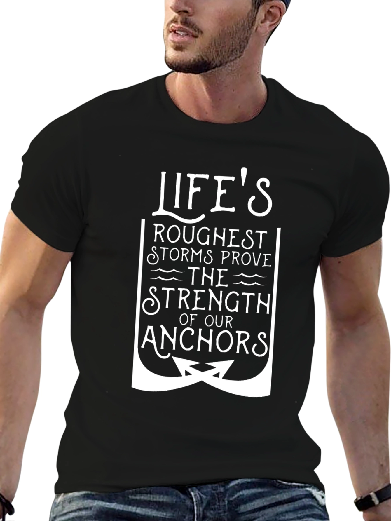 Lifes Rough Seas T-Shirt - Anchor Design