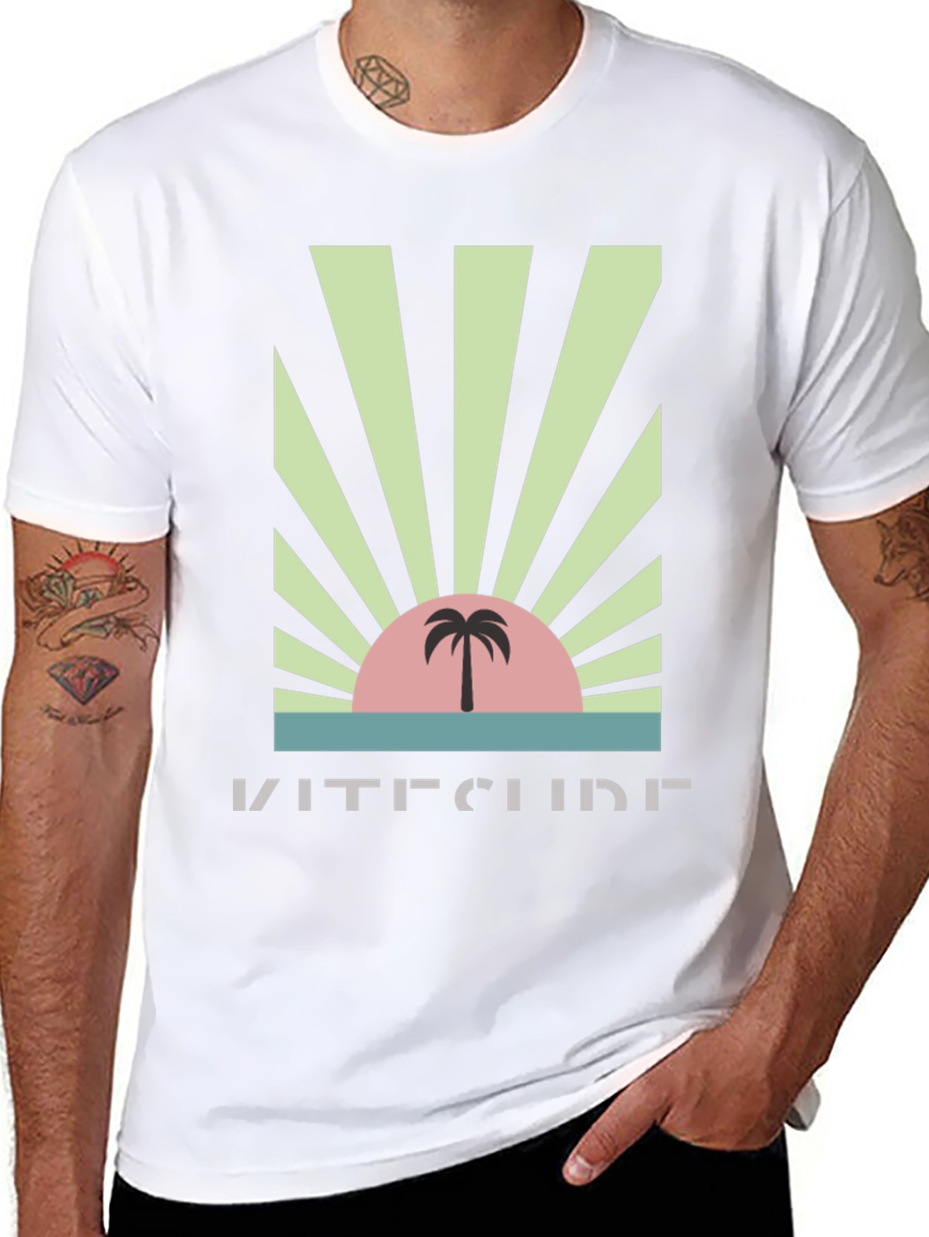 Kitesurf Palm Sunset Graphic Tee