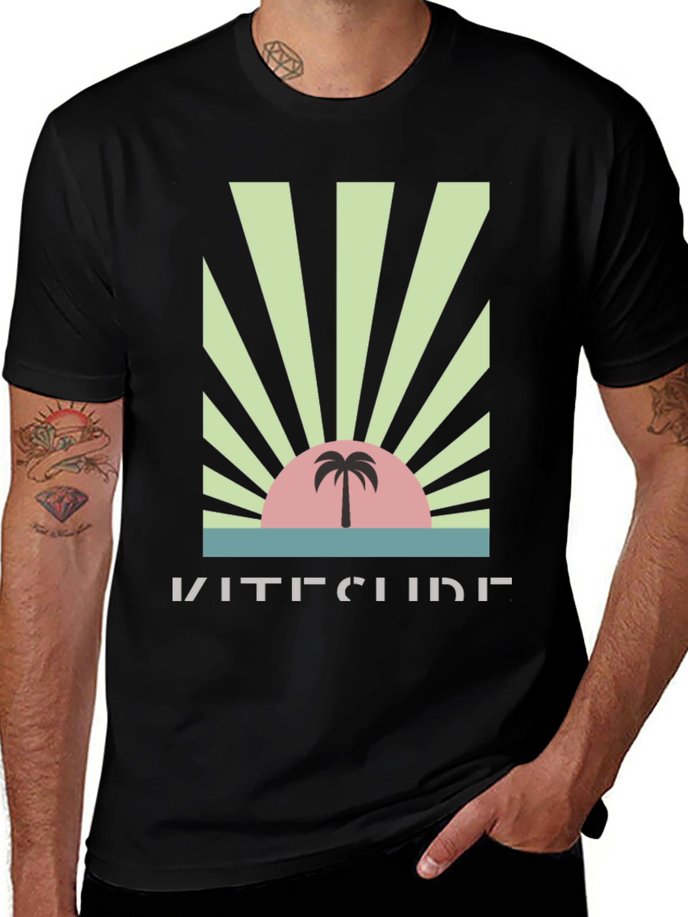 Kitesurf Palm Sunset Graphic Tee