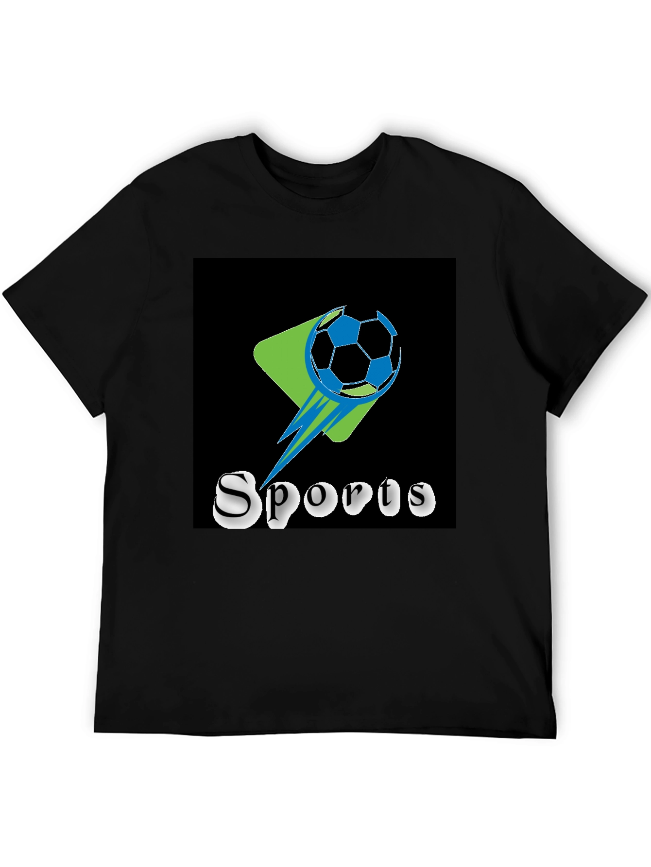 Black Sports Graphic Tee - Soccer Ball Design