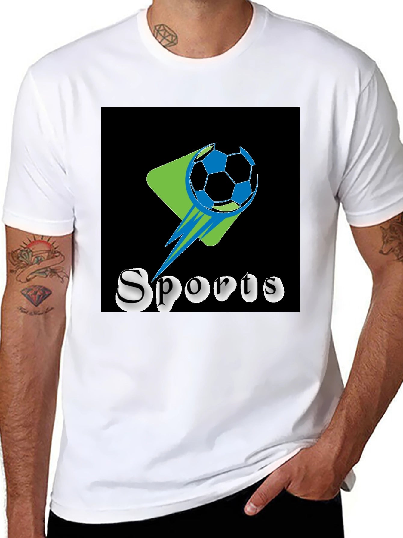 Black Sports Graphic Tee - Soccer Ball Design
