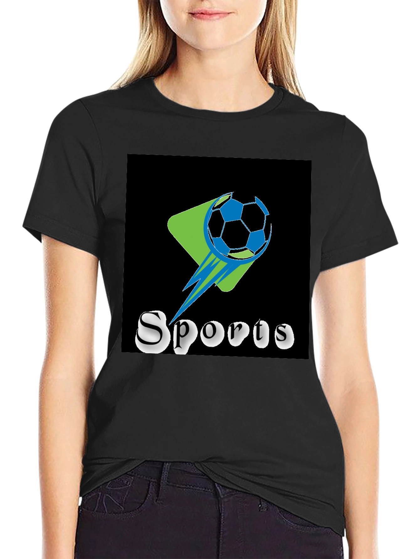 Black Sports Graphic Tee - Soccer Ball Design