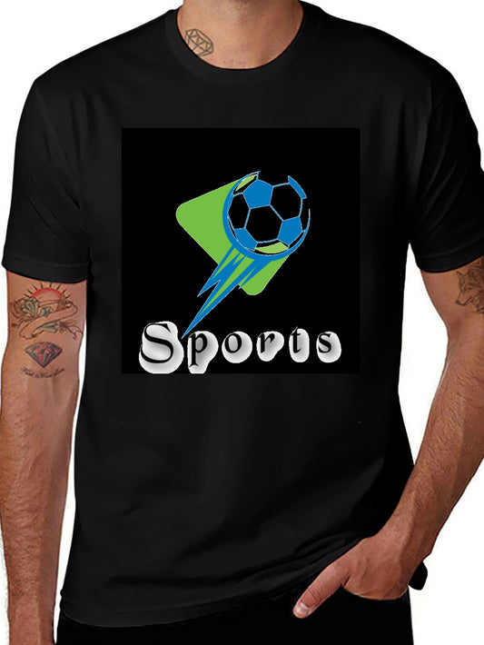 Black Sports Graphic Tee - Soccer Ball Design