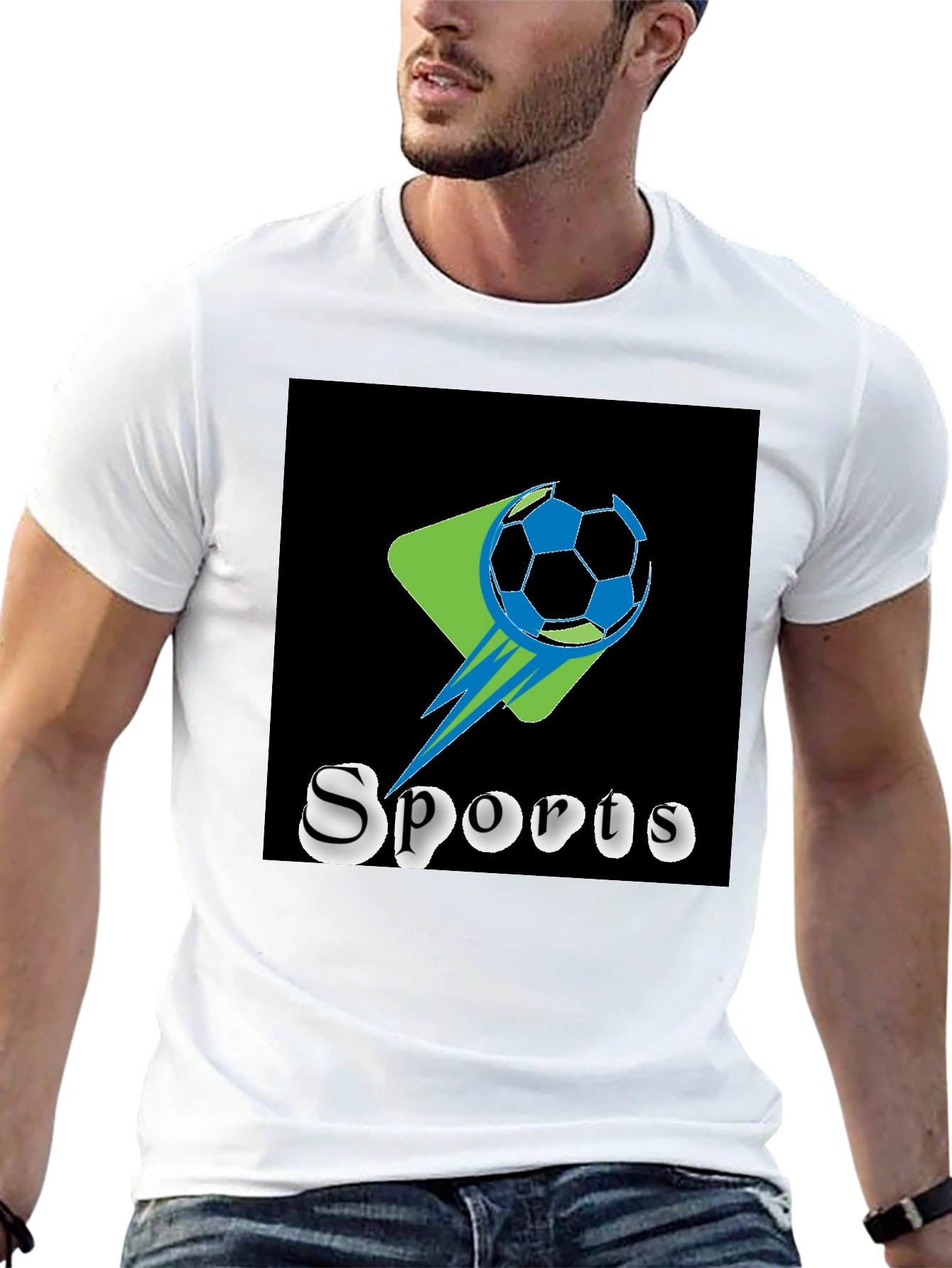 Black Sports Graphic Tee - Soccer Ball Design