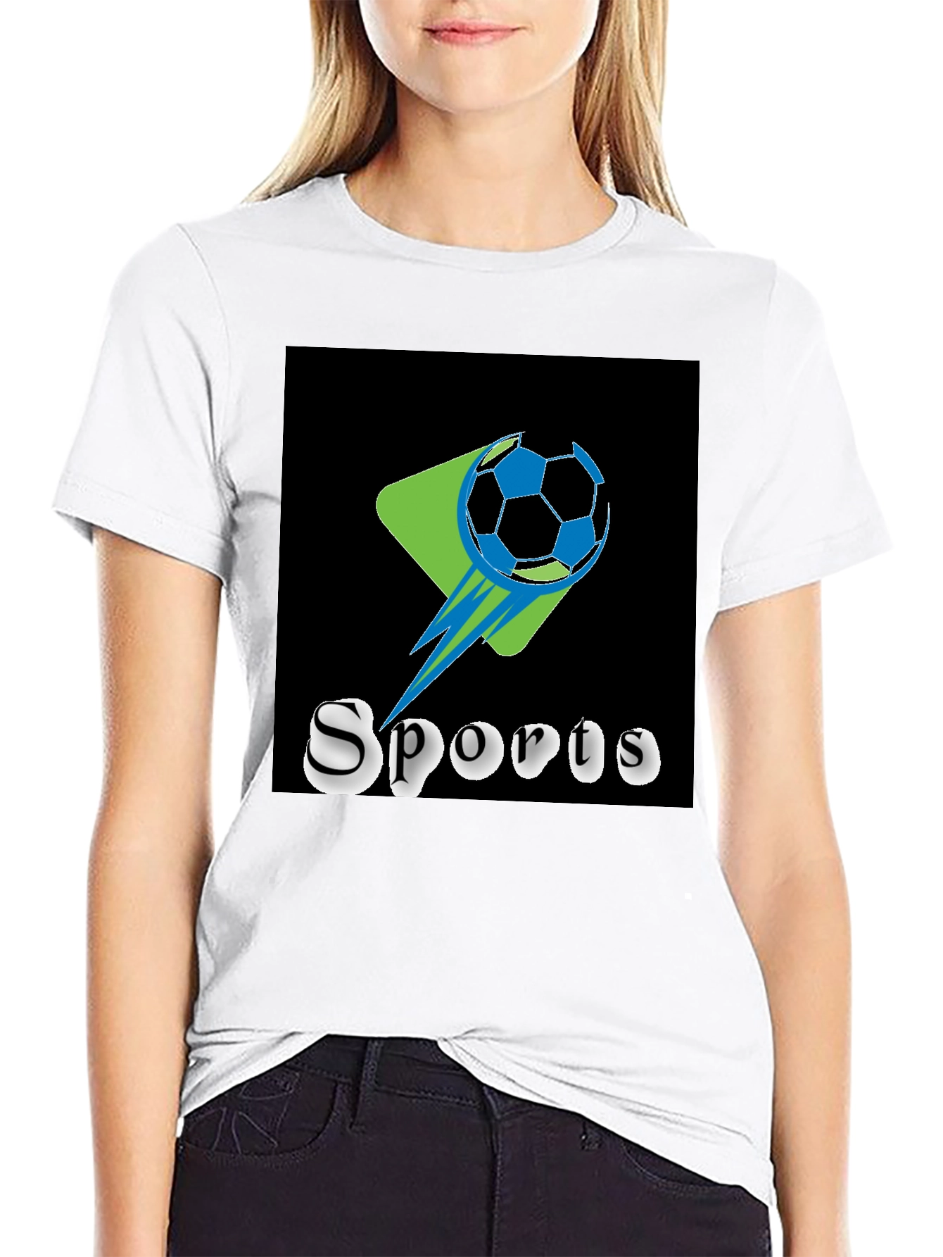 Black Sports Graphic Tee - Soccer Ball Design
