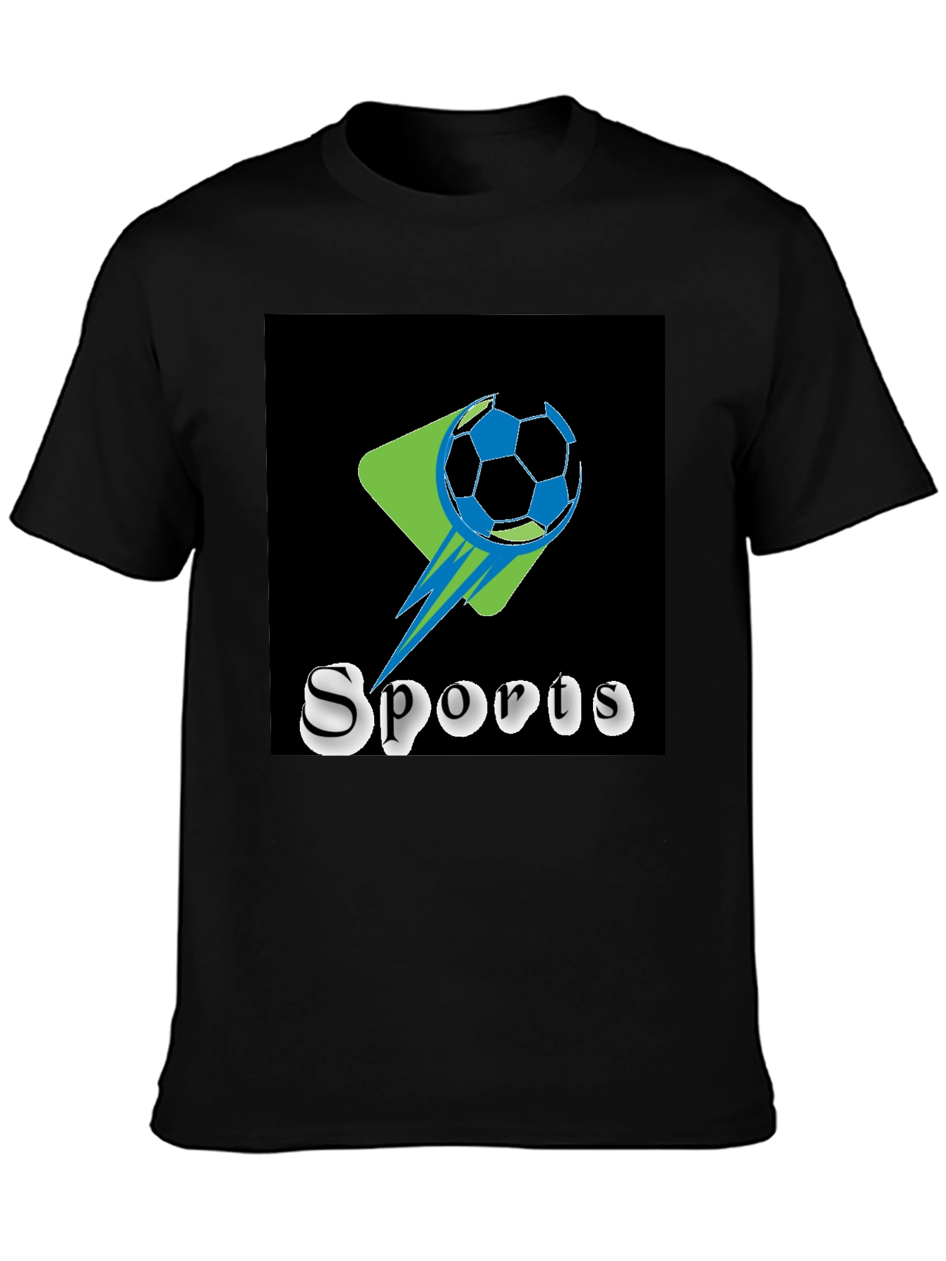 Black Sports Graphic Tee - Soccer Ball Design