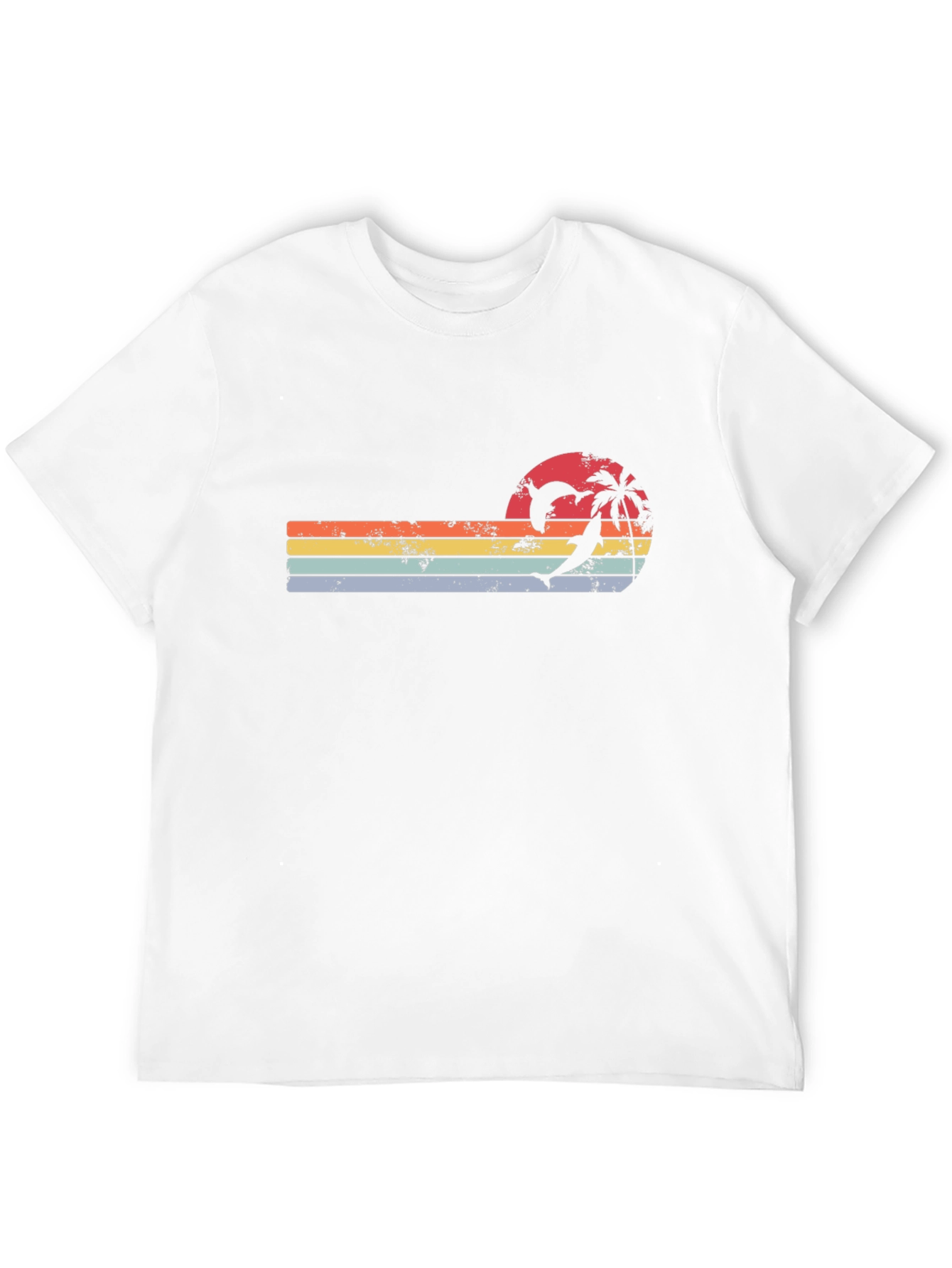 Retro Dolphin Palm Sunset T-Shirt
