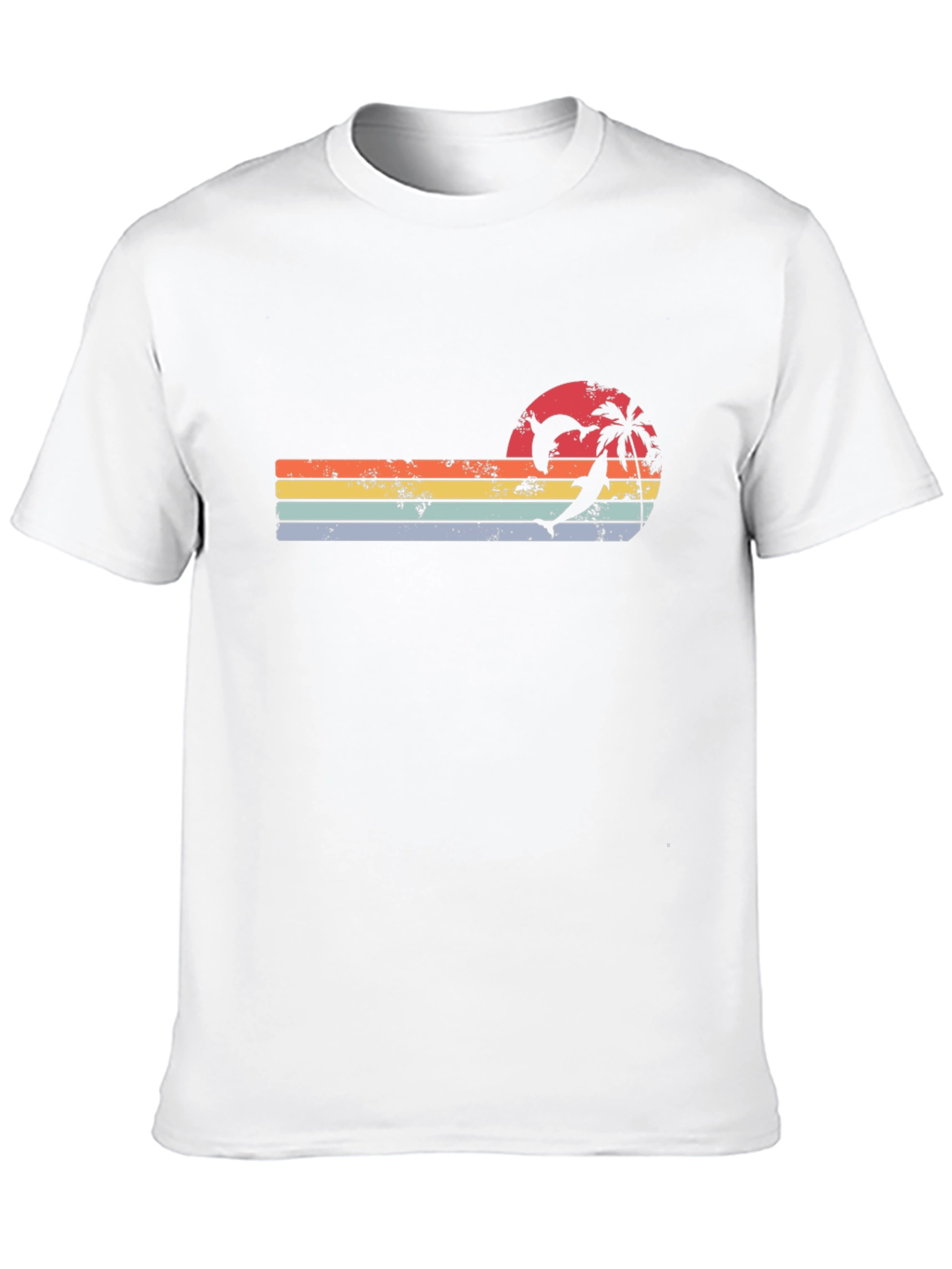 Retro Dolphin Palm Sunset T-Shirt
