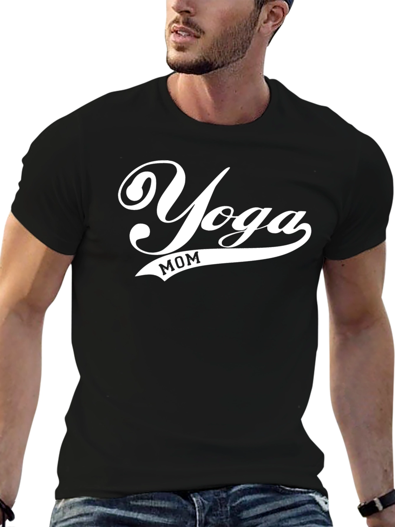 Yoga Mom Graphic Tee - Black Cotton T-Shirt