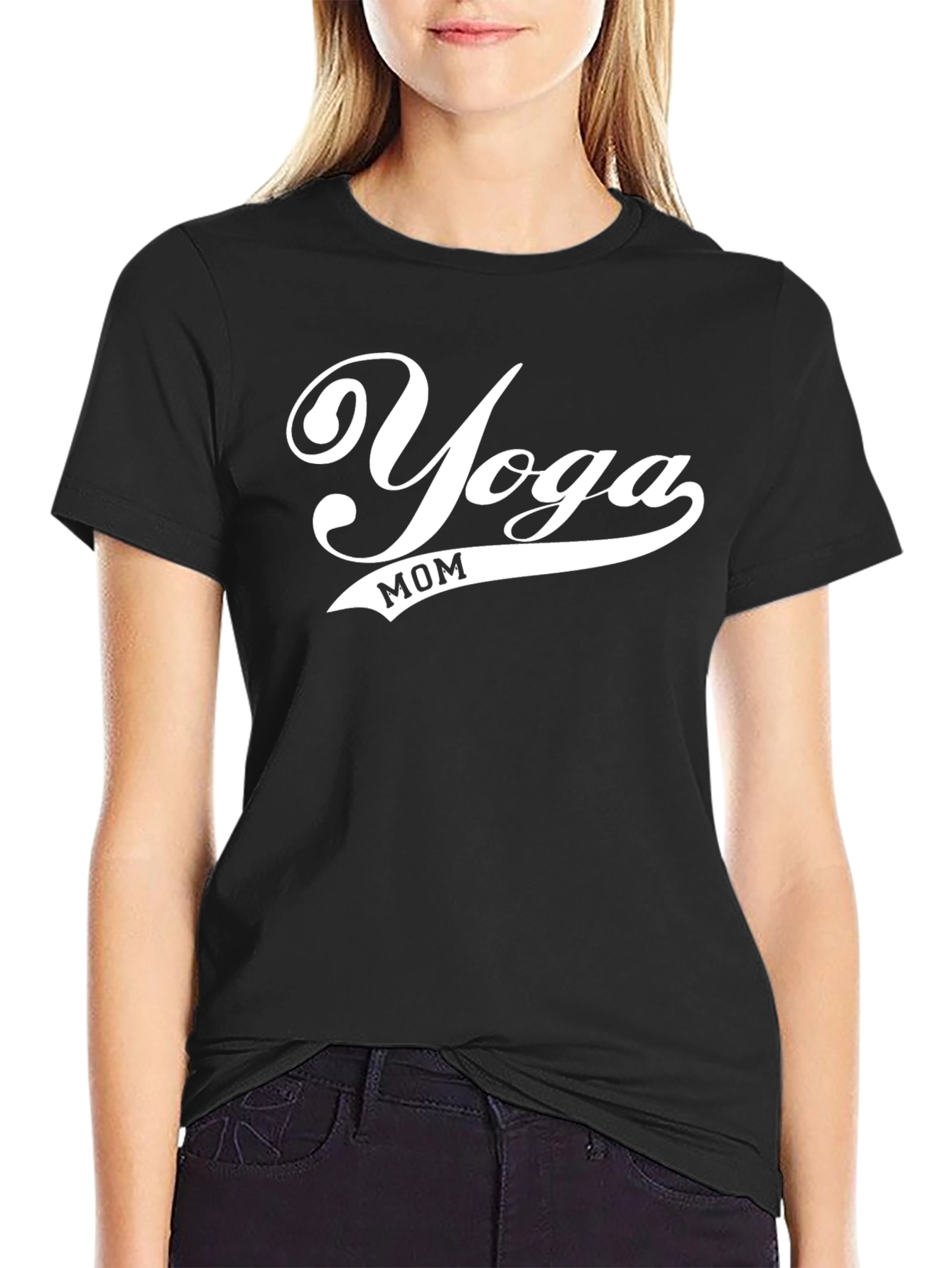 Yoga Mom Graphic Tee - Black Cotton T-Shirt