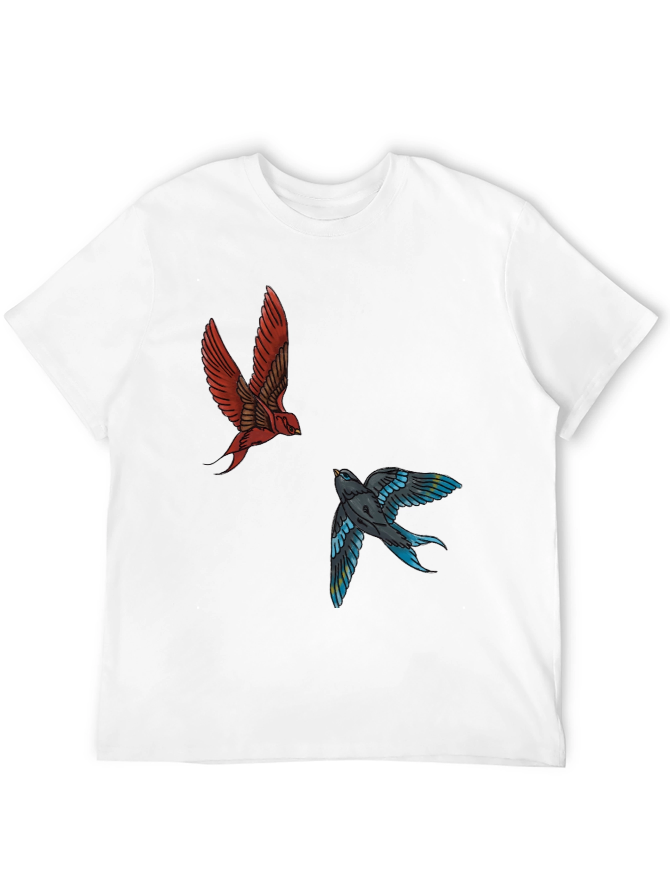 Swallow Print Tee - Black Graphic T-Shirt