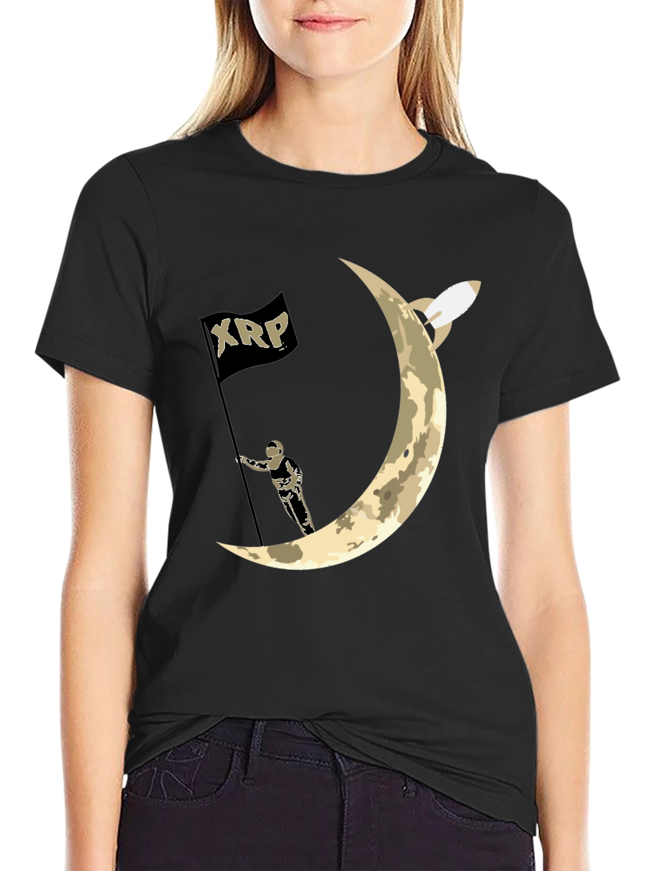XRP Moon Astronaut Black T-Shirt