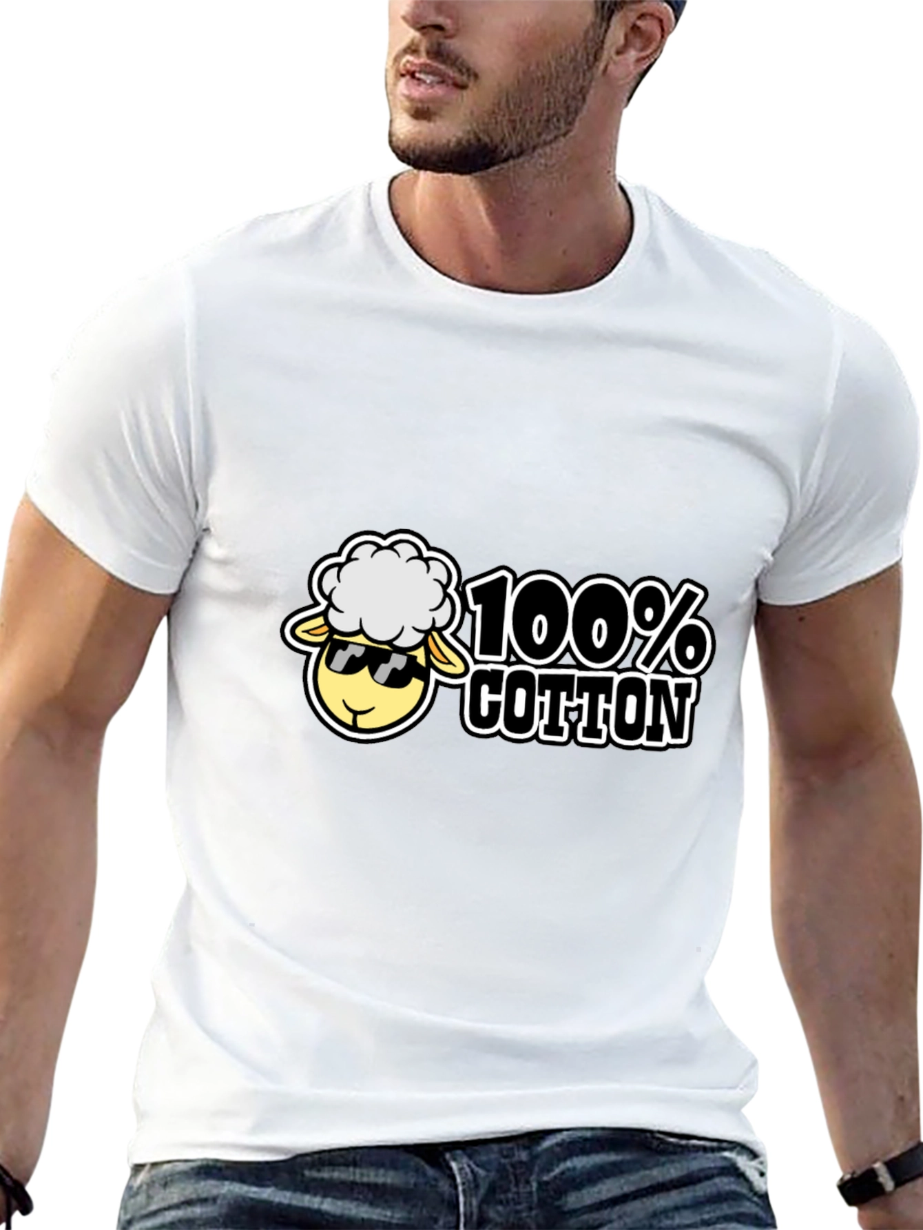 100% Cotton Sheep Graphic Black Tee