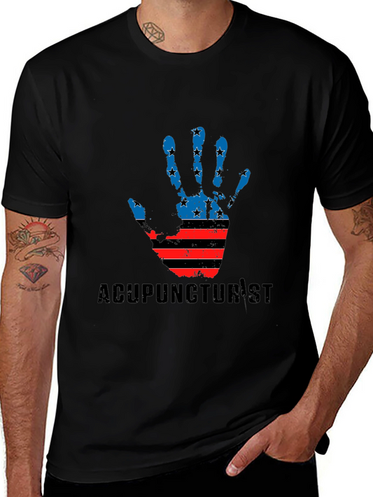 Acupuncturist American Flag Hand T-Shirt